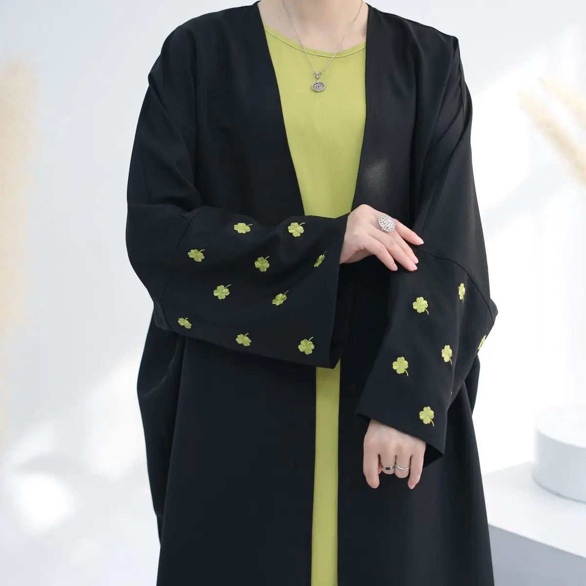 Elegant Embroidered Open Front Cardigan Abaya Dress #24730 - Perfect for Casual Wear, Prayer Dresses & Special Occasions