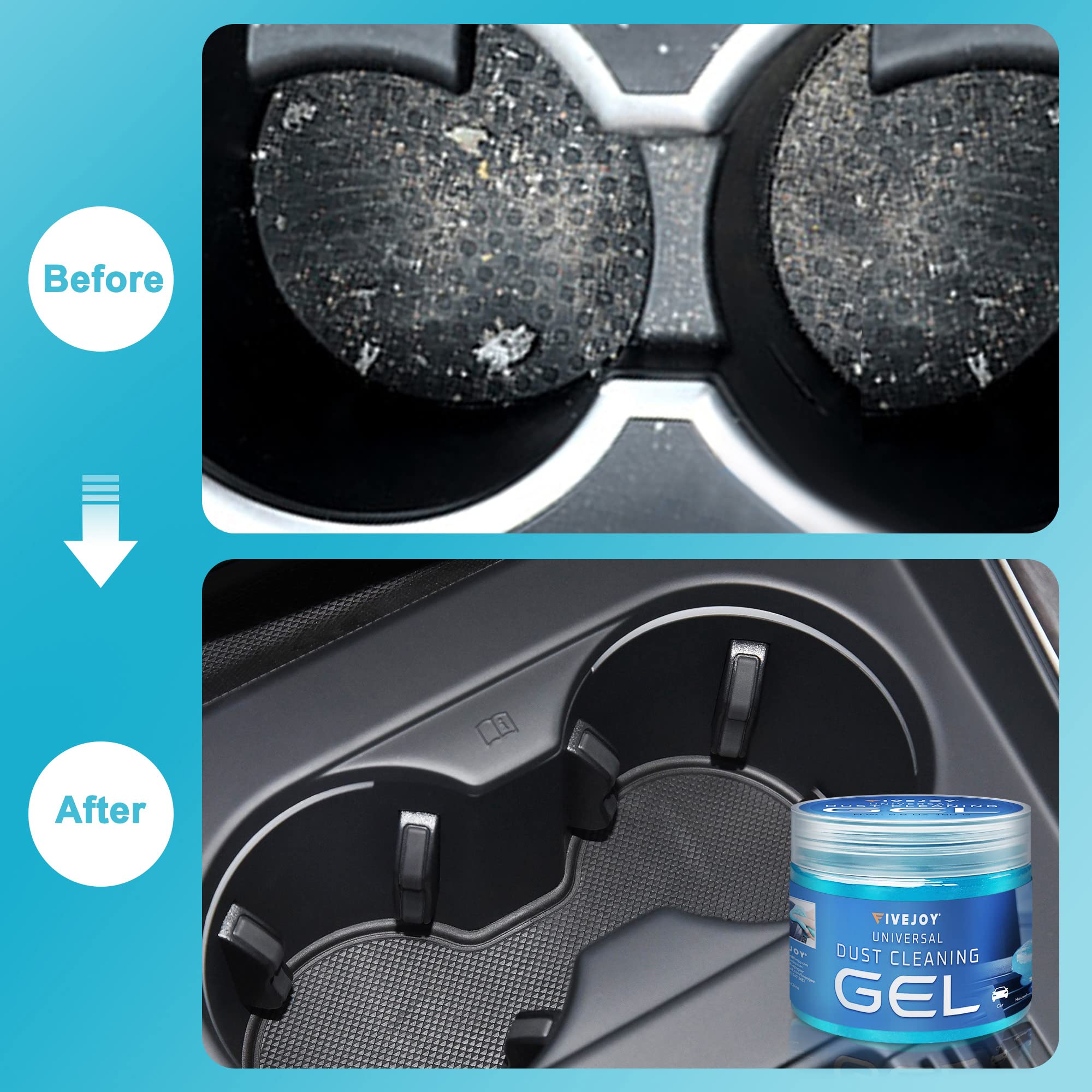 FiveJoy Reusable Universal Cleaning Gel for Car Detailing - Auto Interior Dust Cleaner Putty for Keyboard, Air Vents, Laptop & Electronics | Perfect for Car Detailing, Home Office Cleaning & Computer Maintenance