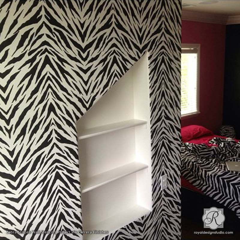 Zebra Stripes Allover Stencil - DIY Wall Art, Furniture Painting & Home Decor Stencil for Creative Projects - Perfect for Kids Rooms, Nursery Decor, and Animal Theme Parties