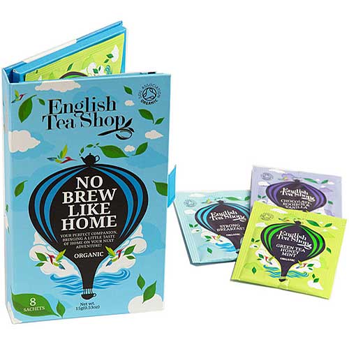 Organic English Tea Traveler Set - 8 Pack No Brew Like Home Blue Tea Bags | Perfect for On-the-Go, Office & Travel Tea Lovers