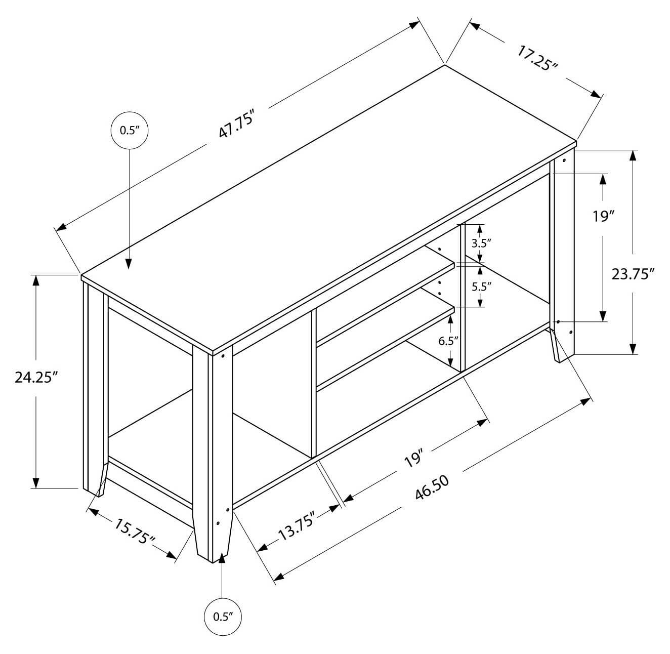 48L Modern Cappuccino TV Stand with Storage - Stylish Entertainment Center for Living Room, Bedroom & Home Theater