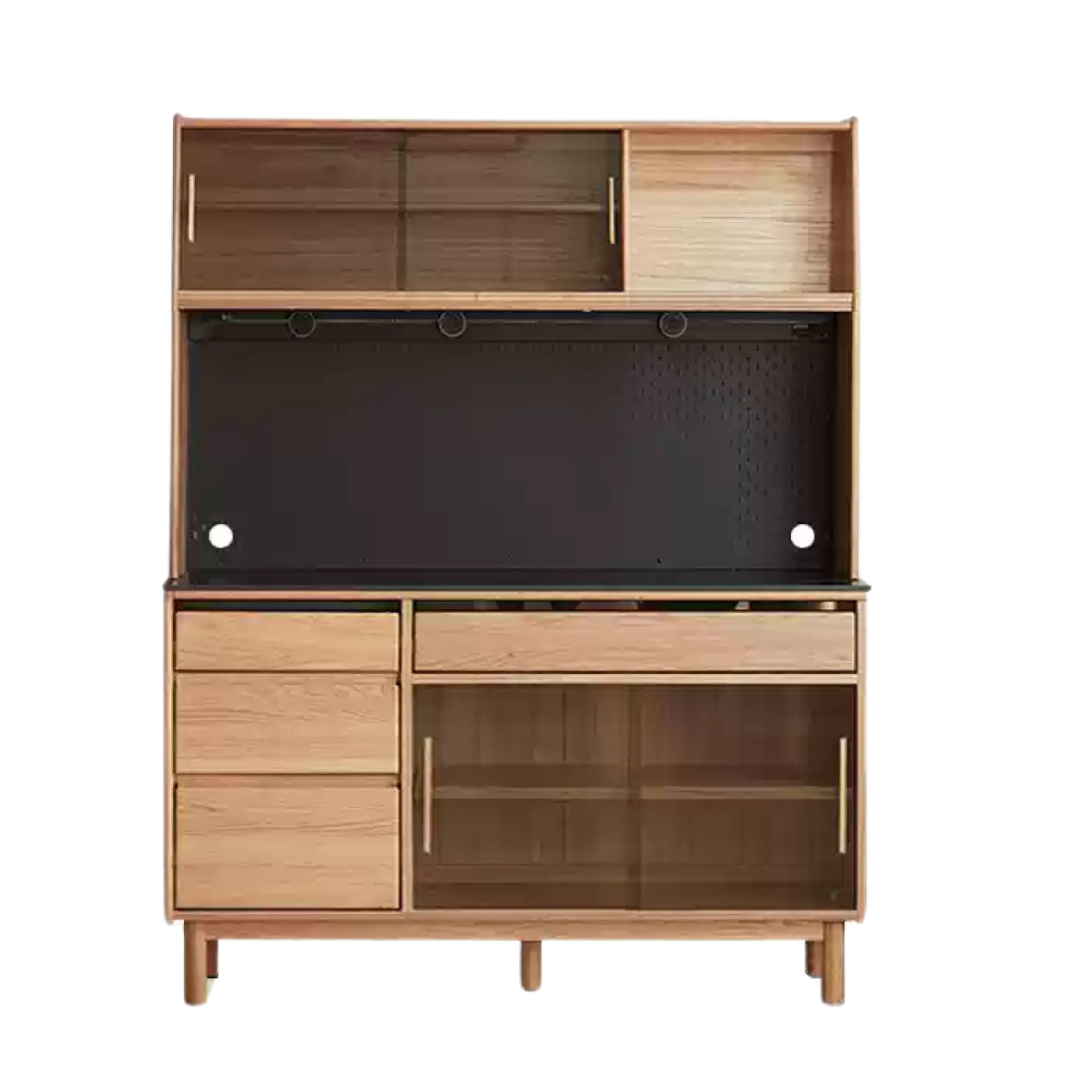 59.2x 15.7x75.9 inch  /150.4x40.4x192.7 сm /Natural Wood Color  / Sideboard + upper shelf + bull rail