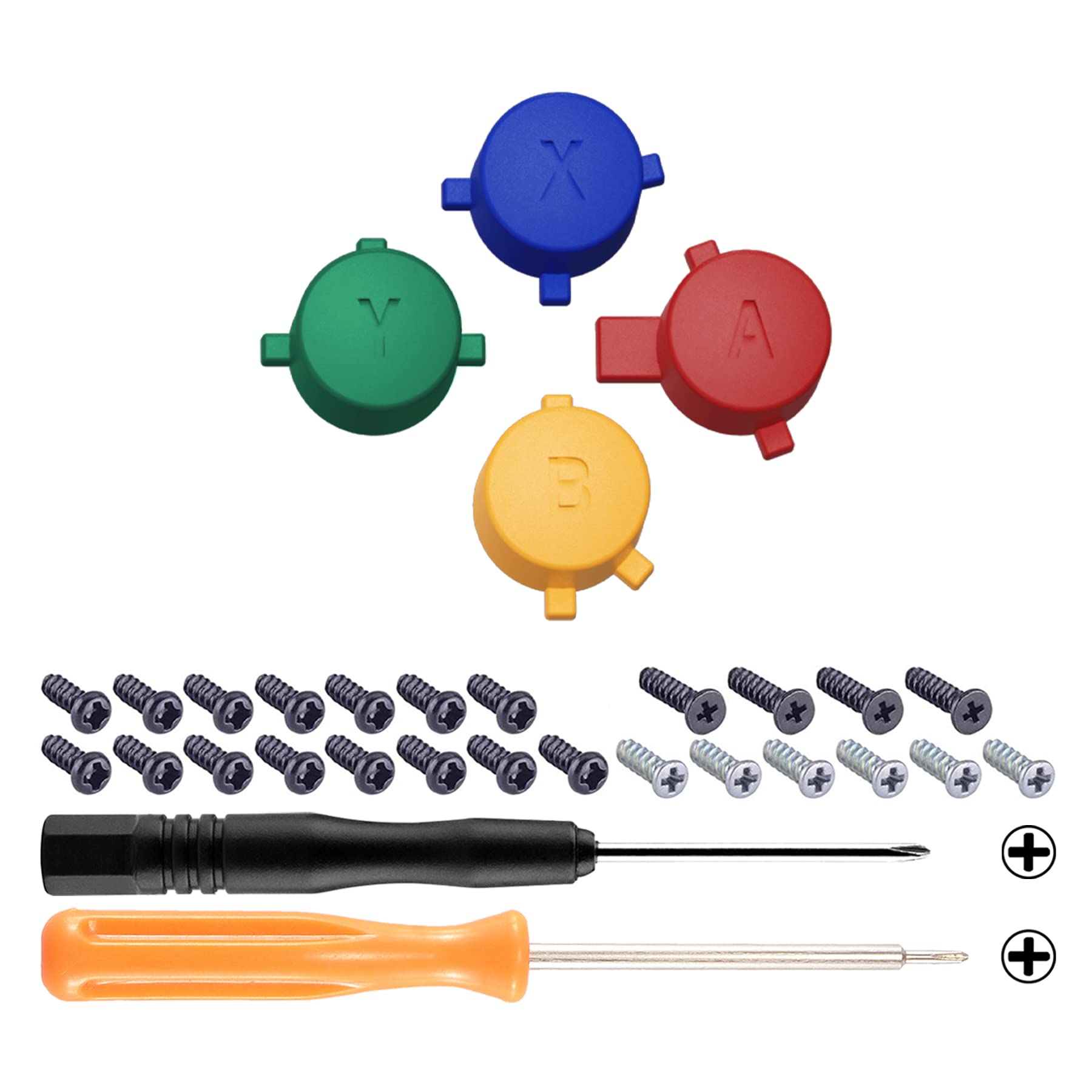 eXtremeRate Colorful Replacement ABXY Buttons Kit for Nintendo Switch Pro Controller - DIY Repair Parts with Tools - Perfect for Customizing & Enhancing Your Gaming Experience (Controller Not Included)
