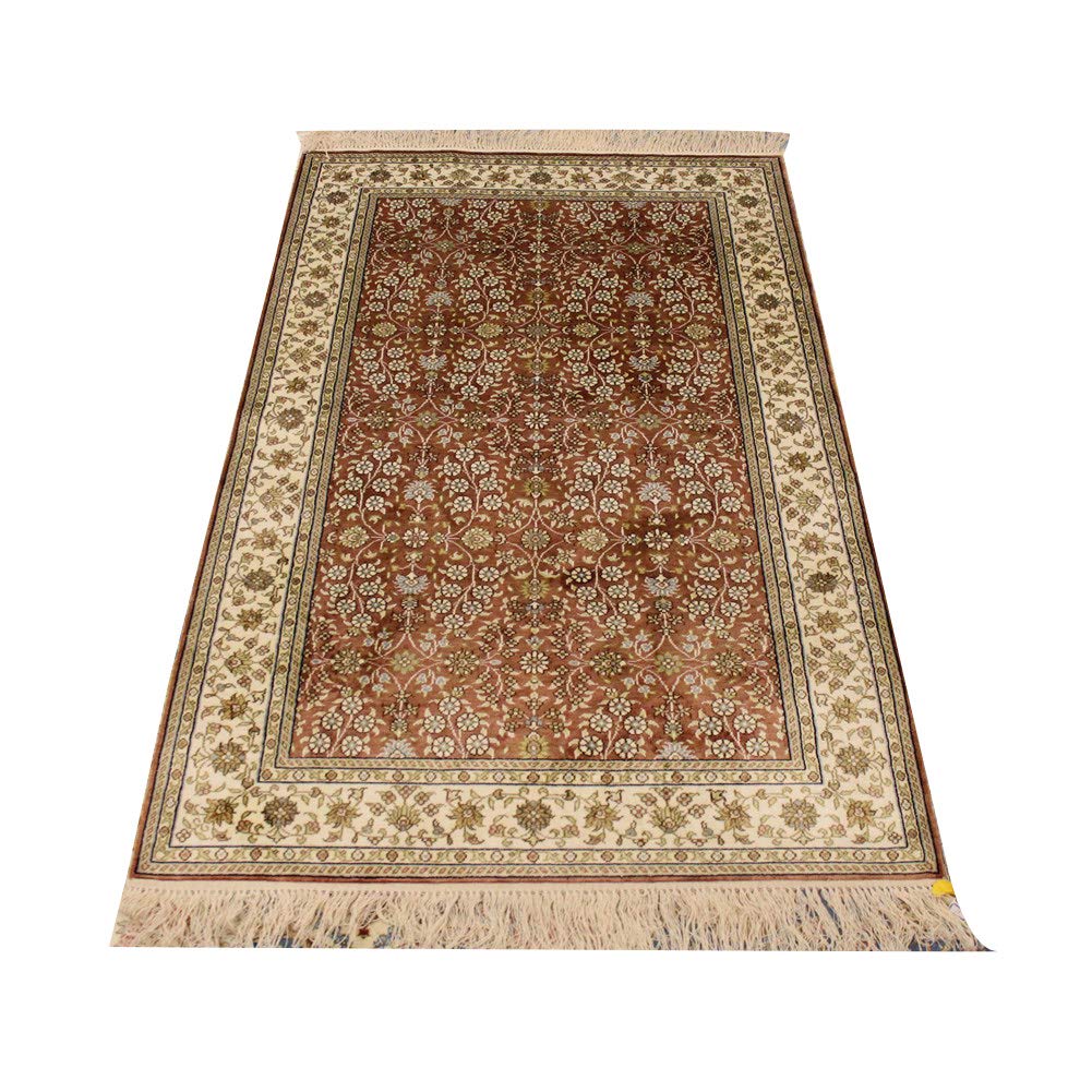Hand Knotted Silk Persian Area Rug 3x5ft - Traditional Oriental Carpet for Bedroom, Living Room, Villa - Luxury Home Decor, Pink Field Design - Perfect for Cozy Spaces & Elegant Interiors