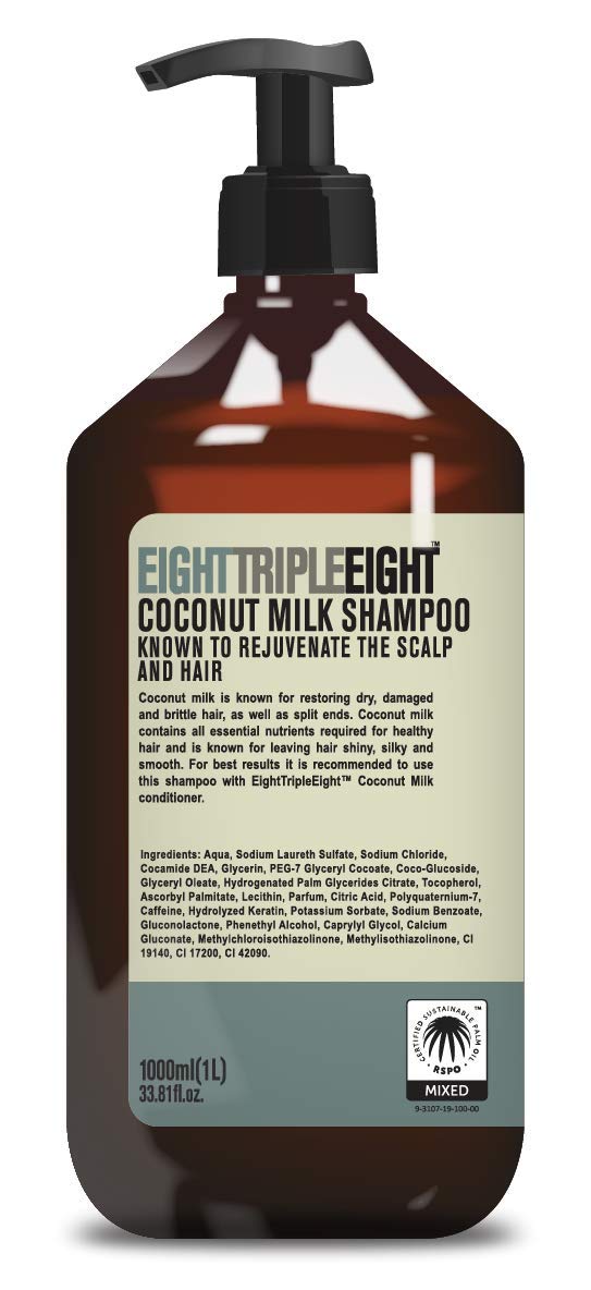 888 Coconut Shampoo for Dry Hair - 1000ml Natural Hydrating & Nourishing Formula - Perfect for Daily Hair Care & Scalp Health