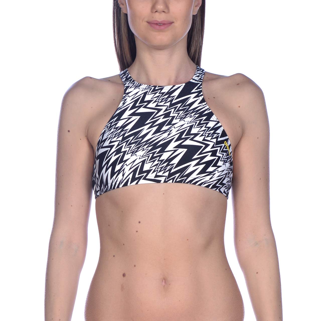 Arena Women's Rule Breaker Think Crop MaxLife Bikini Top - High Performance Swimwear for Competitive Swimming, Training & Beach Activities