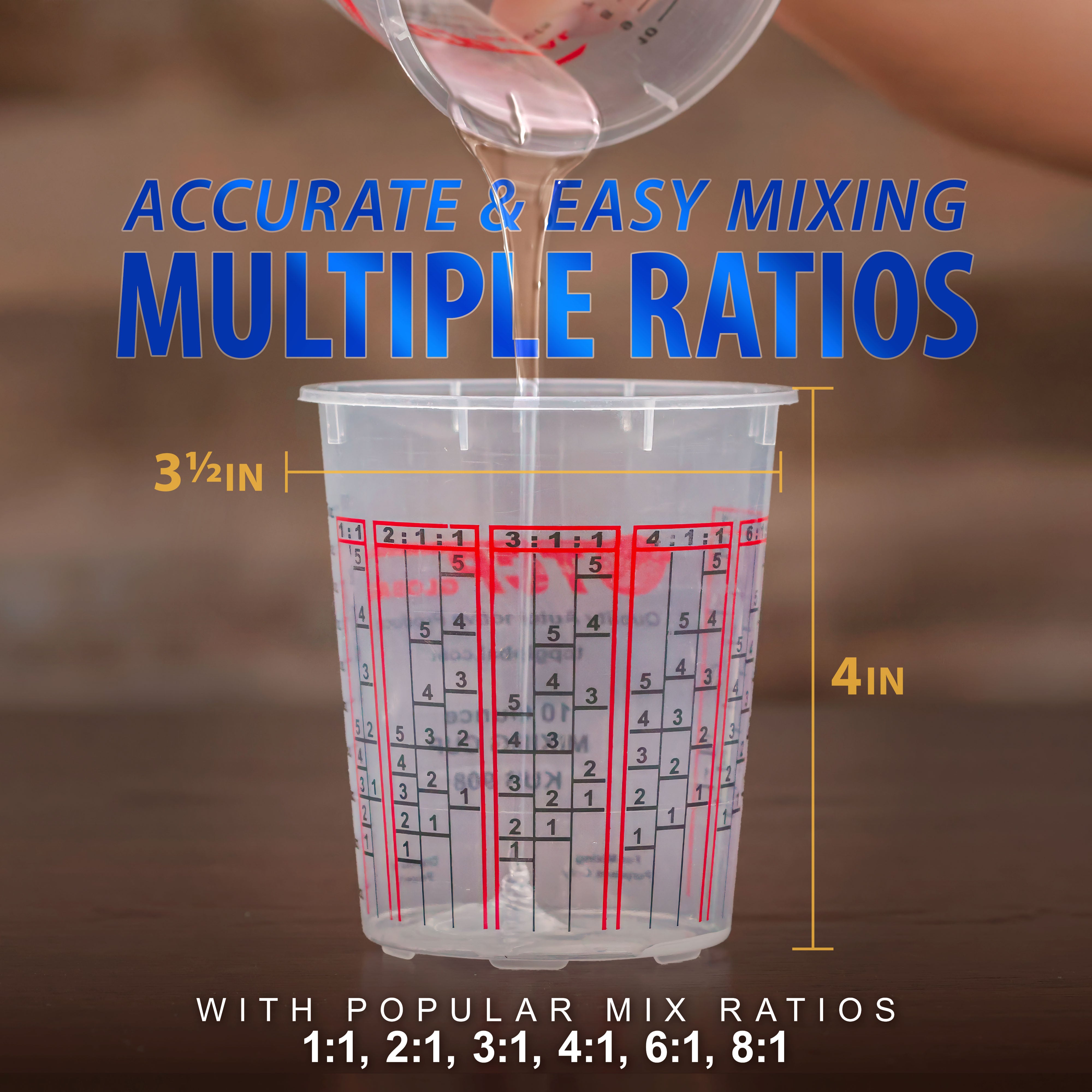 10oz Paint Mixing Cups (100-Pack) - Disposable & Reusable Plastic Measuring Cups for Automotive Painting, Epoxy Resin, Acrylic Arts & Crafts - Graduated with Mixing Ratios - Perfect for DIY Projects, Home Repairs & Professional Use