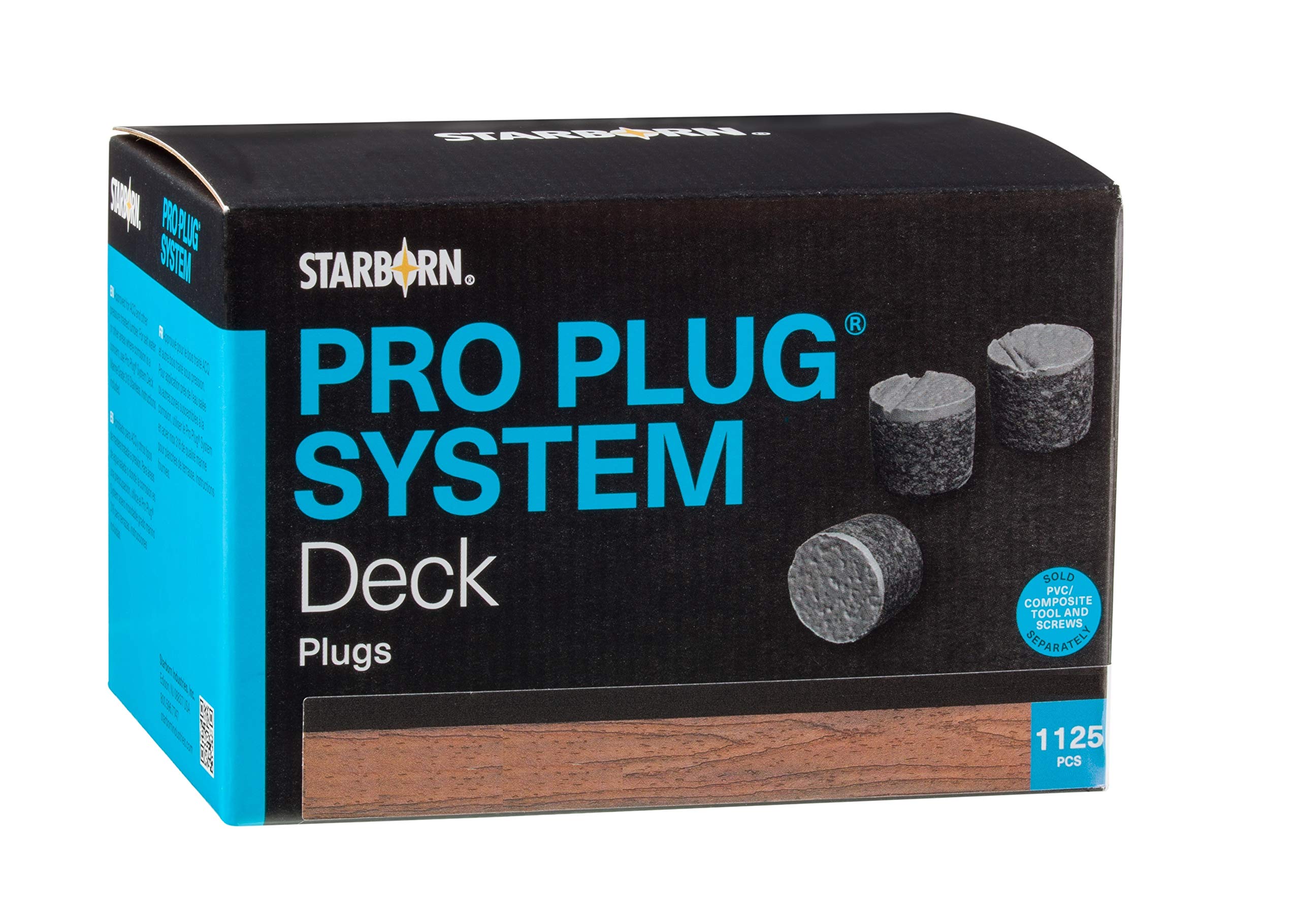 Pro Plug PVC Plugs for Azek Dark Hickory Decking - 1125 Plugs (Covers 300 sq ft) - Perfect for Decking Projects, Fence Repairs & Outdoor Construction