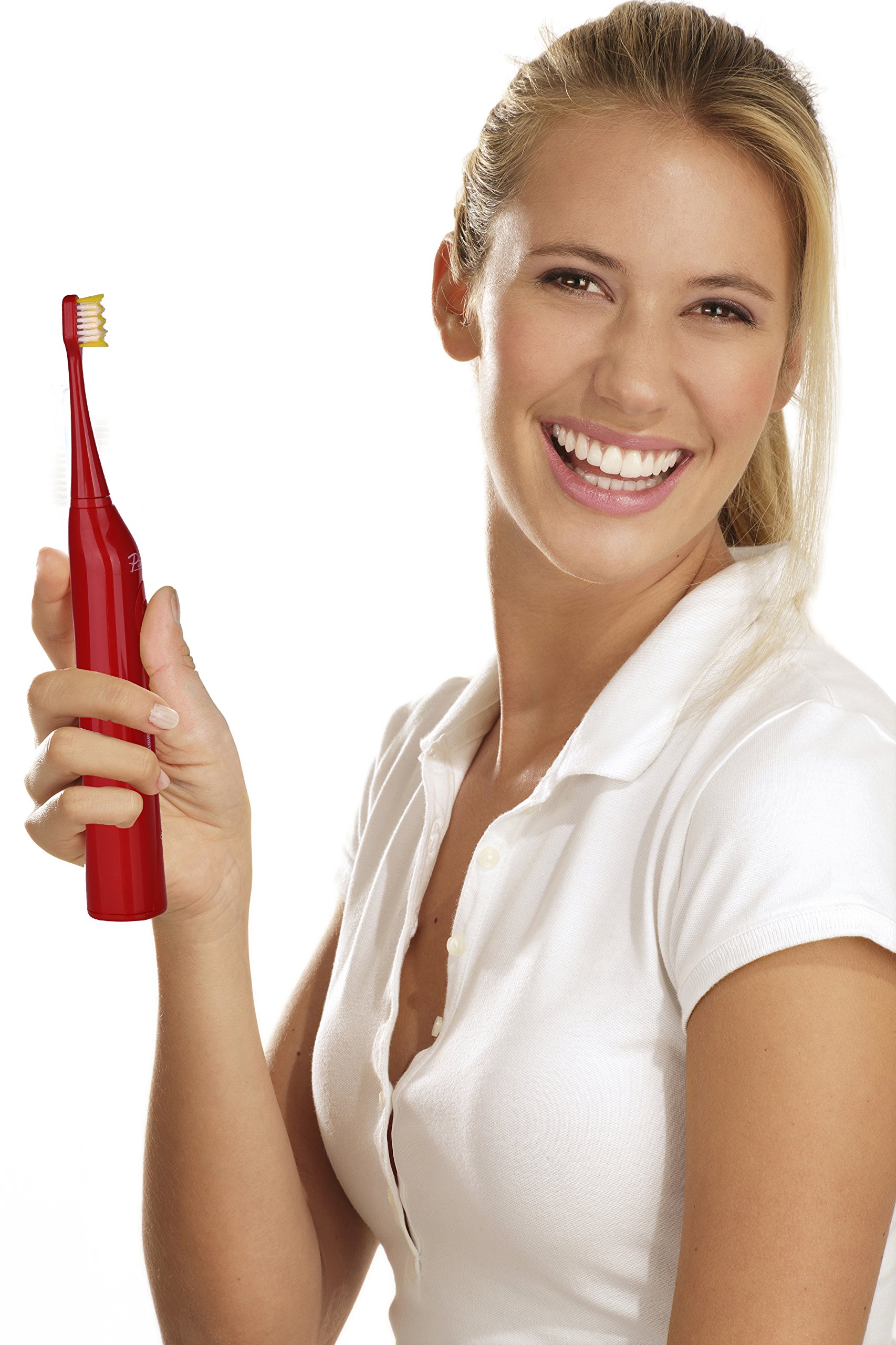 Pursonic S430 SmartSeries Rechargeable Electric Sonic Toothbrush with 12 Brush Heads - Red | Whitening, Deep Cleaning & Gum Care | Perfect for Travel & Home Use