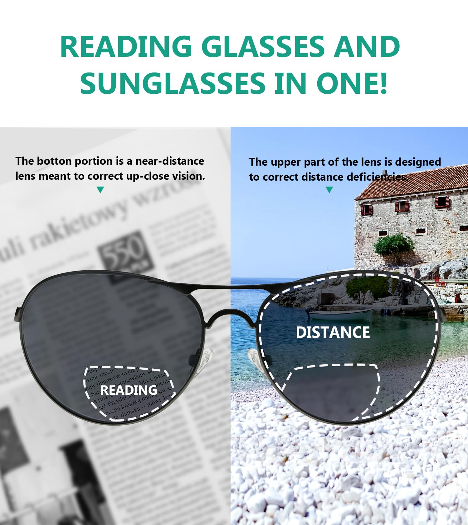 Eyekepper Bifocal Sunglasses for Men & Women - Polarized Reading Glasses for Outdoor Activities - UV Protection Sun Readers for Driving, Fishing & Beach Use