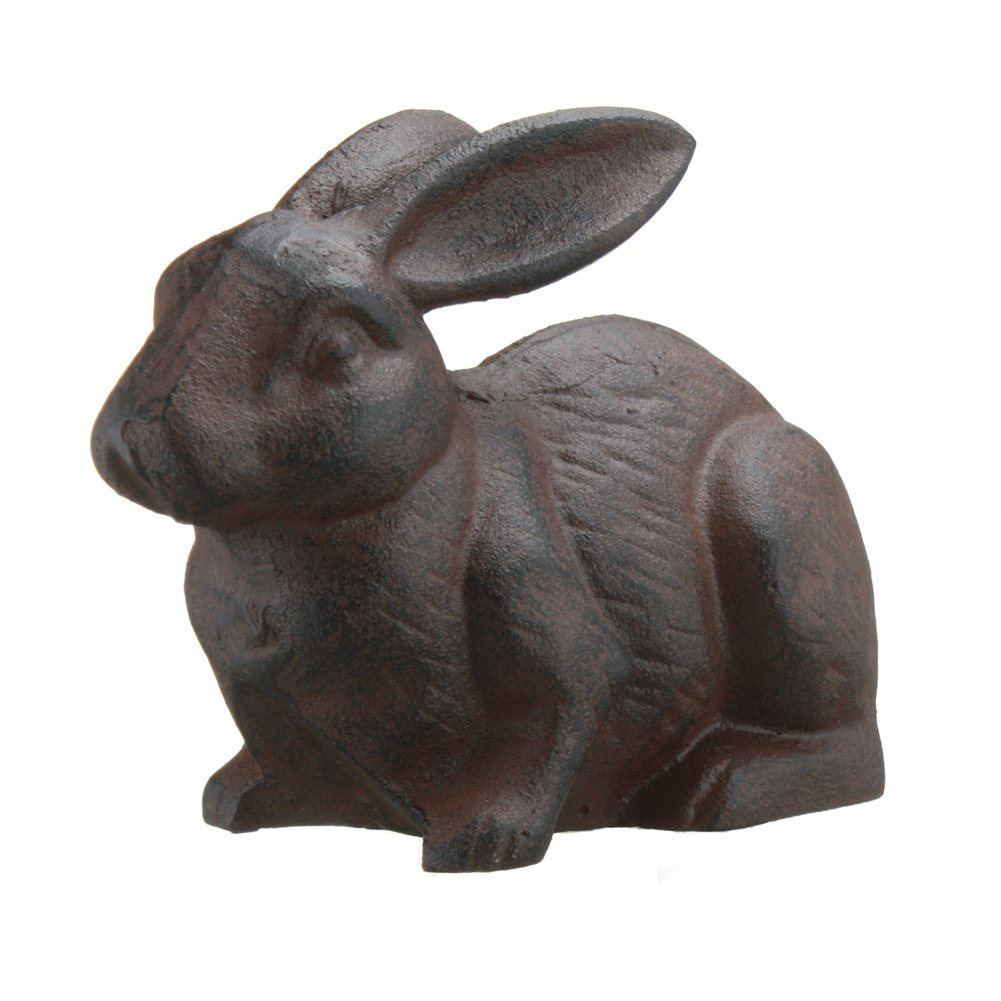 Handmade Full-Bodied Cast Iron Rabbit Garden Statue - Rustic Outdoor Decor for Lawn, Patio & Flower Beds | INsideOUT