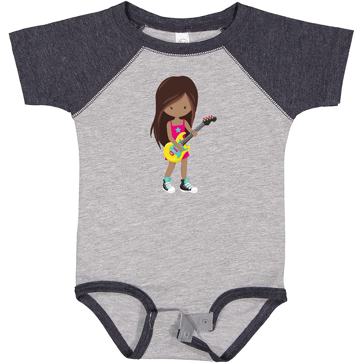 Inktastic African American Girl Rock Guitar Player Baby Bodysuit - Cute Music-Themed Outfit for Infants & Toddlers - Perfect for Concerts, Birthday Parties & Photo Shoots