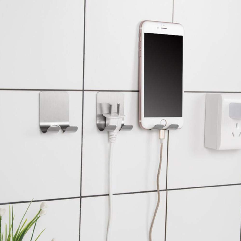 Stainless Steel Shower Hooks - Razor Holder & Wall Hanger for Loofah, Brushes, Towels (2 Pack) - Perfect for Bathroom Organization & Space Saving