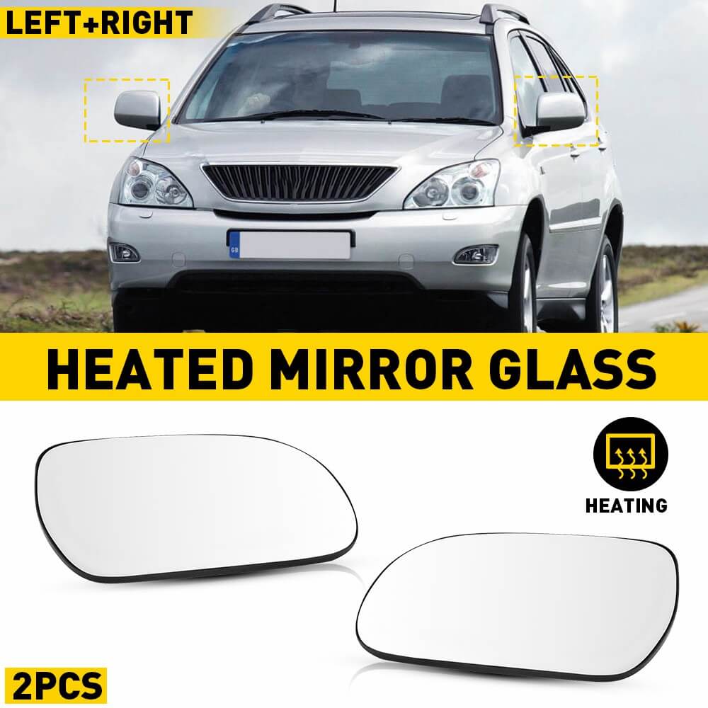 Heated Mirror Glass Replacement for 2004-2009 Lexus RX300 RX330 RX350 RX400H - Left & Right Side - Defrosting Car Mirrors for Winter Driving Safety