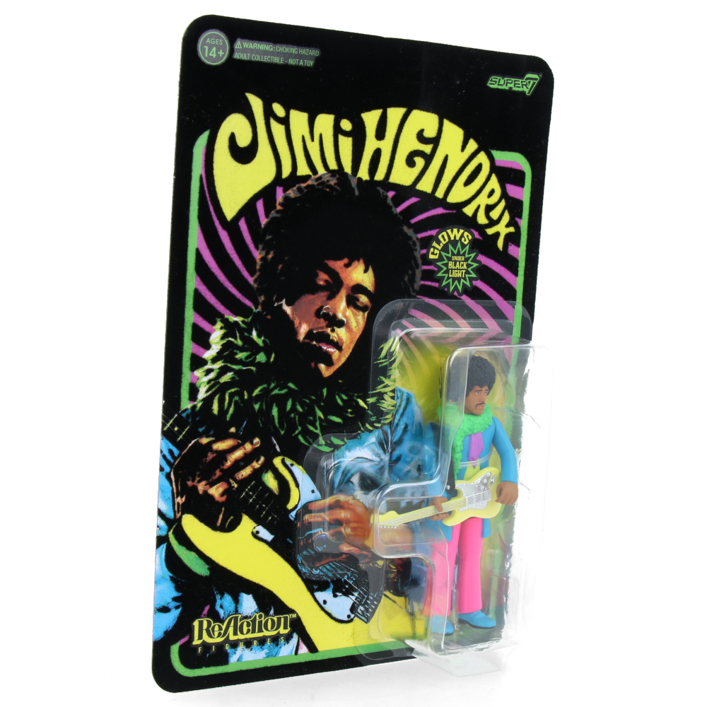 Jimi Hendrix ReAction Figure - Blacklight Edition (Are You Experienced) - Collectible Music Memorabilia for Fans & Home Decor