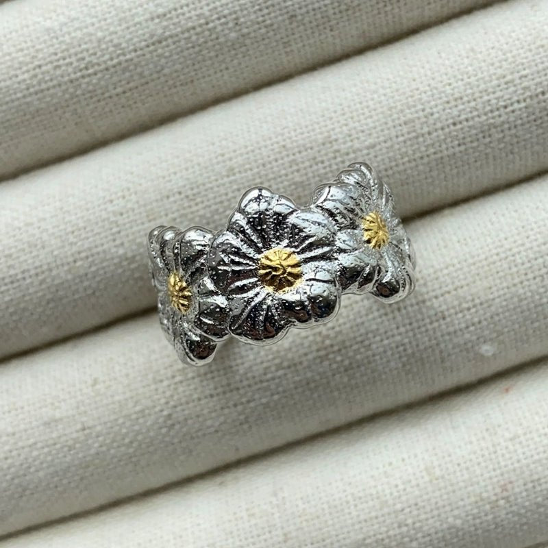 Buccellati Inspired Gardenia Open Ring - 925 Sterling Silver Women's Jewelry for Wedding, Party & Special Occasions