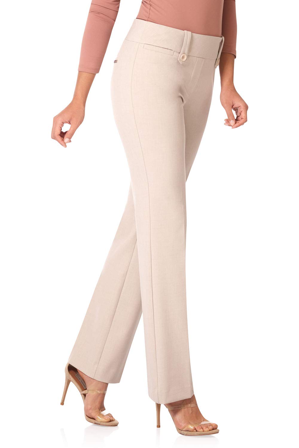 Rekucci Women's Stretch Bootcut Pants with Tummy Control - Smart Desk to Dinner Comfort for Work & Casual Wear