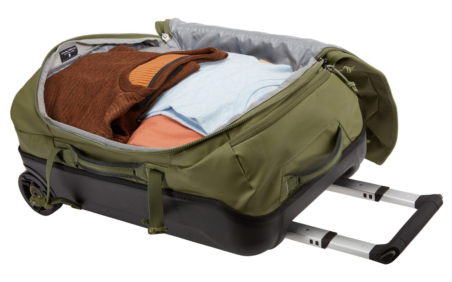 Thule Chasm 40L Wheeled Duffel Bag - Lightweight Carry-On Luggage for Travel, Sports Gear & Gym Equipment | Water-Resistant & Durable (Olivine Green) - Perfect for Airplane, Road Trips & Outdoor Adventures