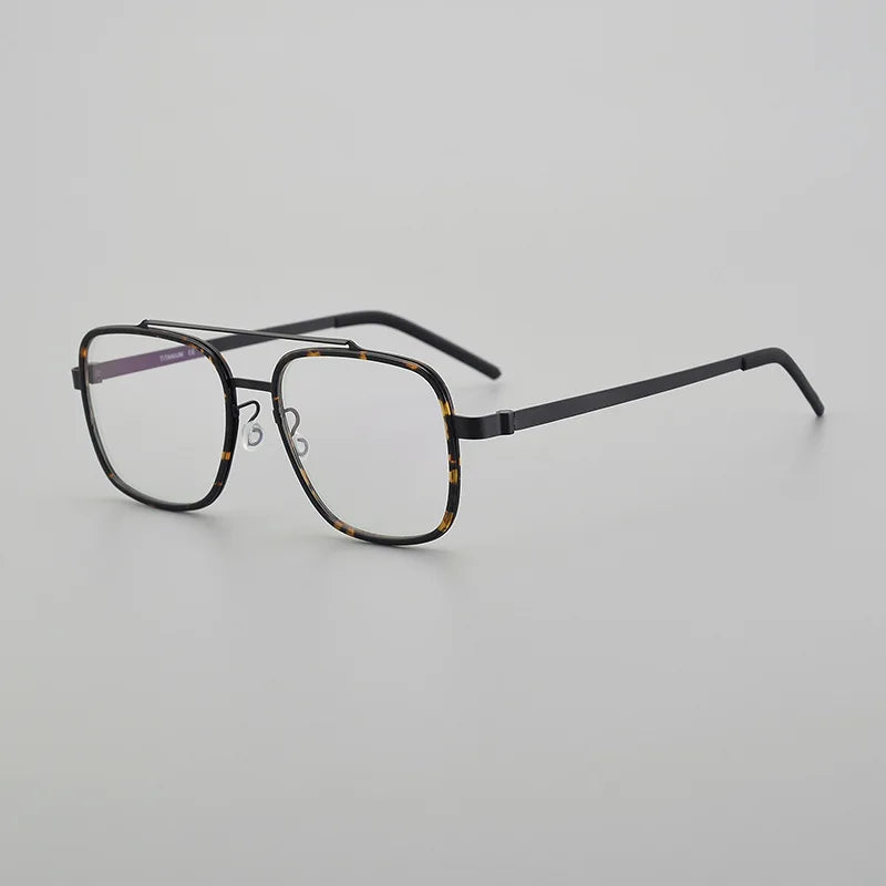 Stylish Black Unisex Titanium Square Full Rim Double Bridge Eyeglasses 19744 - Perfect for Work, Reading & Fashion Accessories
