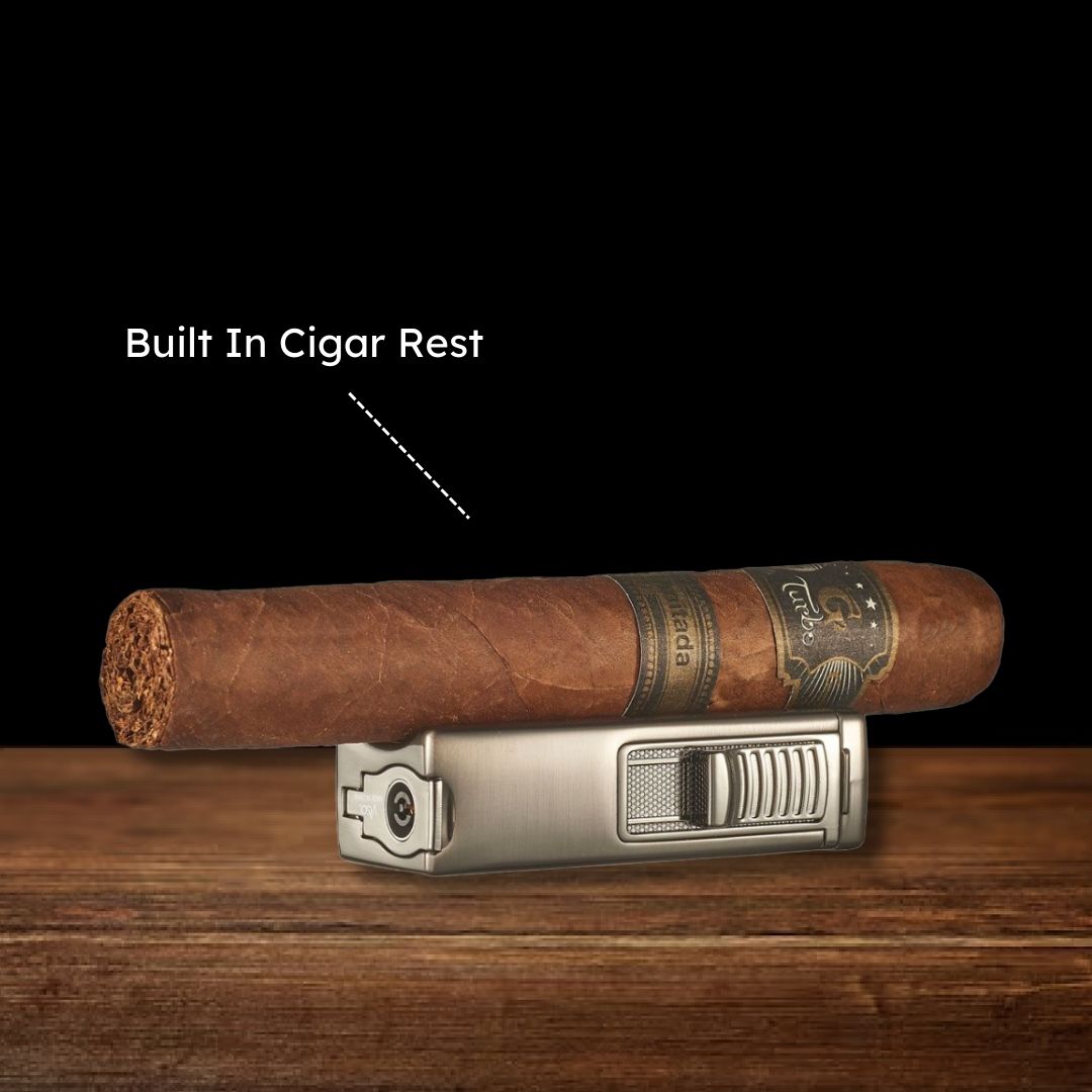 Visol Ridge Red Single Flame Torch Lighter with Cigar Rest - Windproof Refillable Butane Lighter for Cigars, Cigarettes & Outdoor Use - Perfect for Camping, BBQ & Smoking Accessories