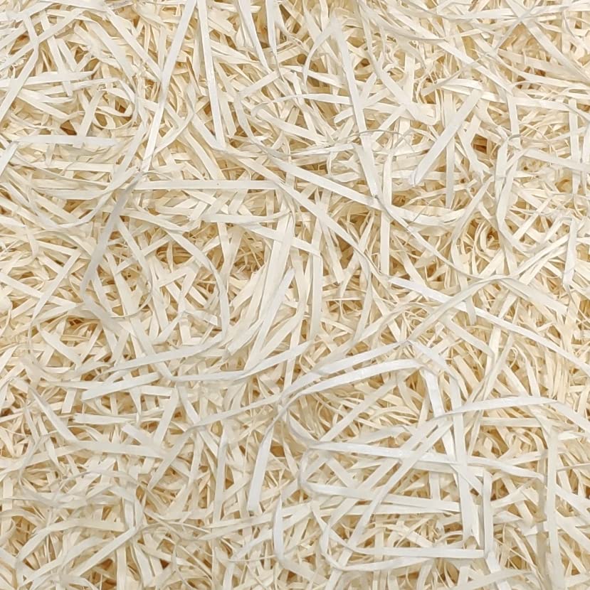CRAFTY WHEELS Wooden Shredded Paper Grass - 80g Pack (Cream/Beige) | Eco-Friendly Gift Basket & Hamper Filler, DIY Craft Decoration, Box Packaging | Perfect for Easter, Wedding, Baby Shower & Party Decorations