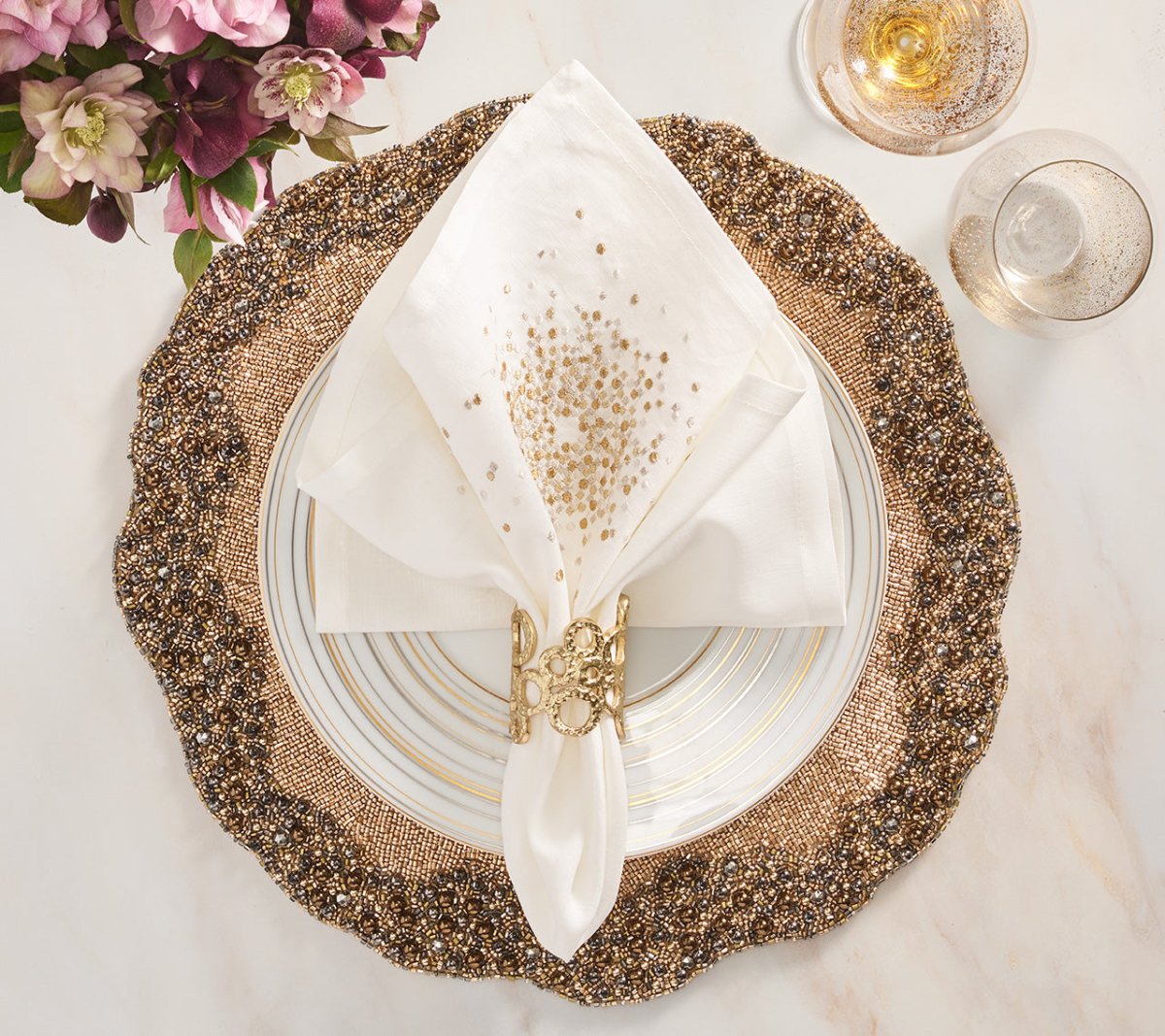 Premium Gold & Gunmetal Enigma Placemat Set of 2 - Elegant Table Setting for Dining, Kitchen, and Home Decor