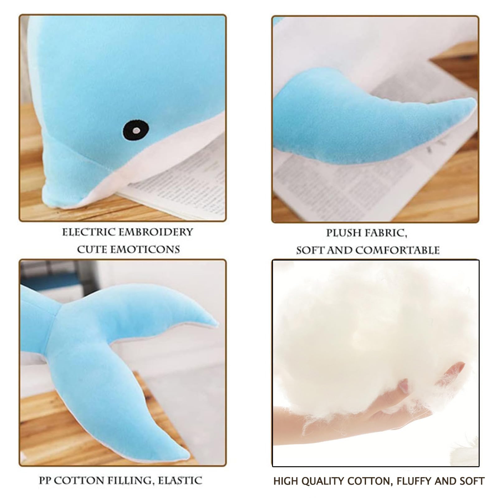 Premium Dolphin Plush Toy - Ultra Soft Stuffed Animal Pillow (27.5 Inch Blue) for Kids & Adults | Cute Sea Creature Cuddle Buddy for Bedtime, Nursery Decor, or Gift Giving