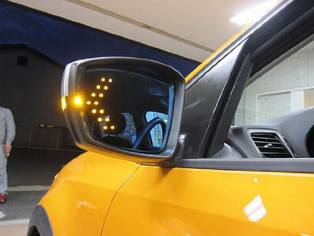 2 Pack Amber 14 SMD LED Arrow Turn Signal Lights for Car Side Mirrors - Waterproof Blinker Upgrade for Safer Lane Changing & Night Driving