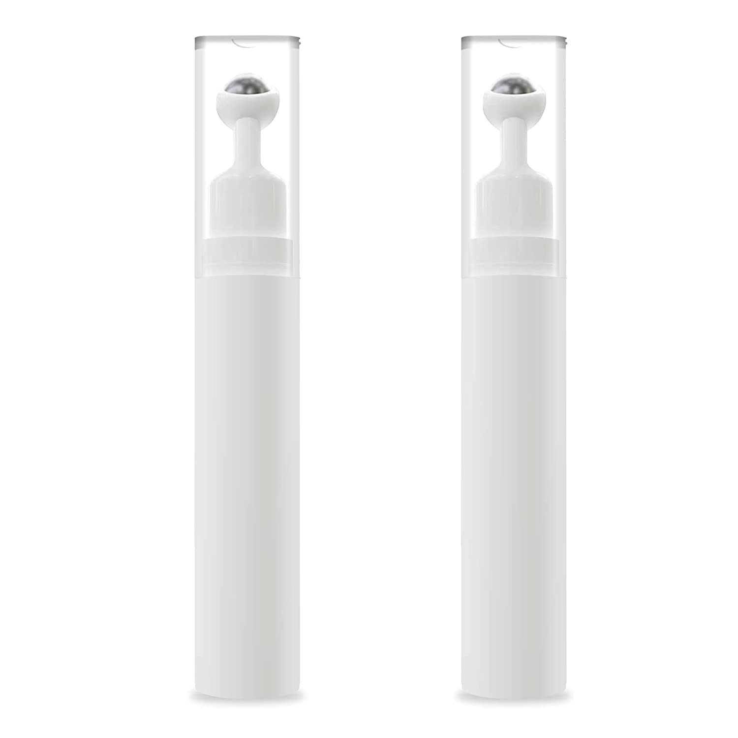 Refillable Airless Under Eye Cream with Cooling Massage Roller - Dark Circle Treatment for Men & Women - 15ml (2 Pack) - Perfect for Travel & Daily Skincare Routine