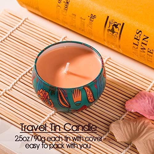 Premium Scented Soy Wax Candles Gift Set - Rose Jasmine, Orange Coffee & Seasalt Lilac Fragrances (4-Pack) | Natural Travel Tin Candles for Home Decor, Romantic Dinner, Spa Relaxation & Party Ambiance