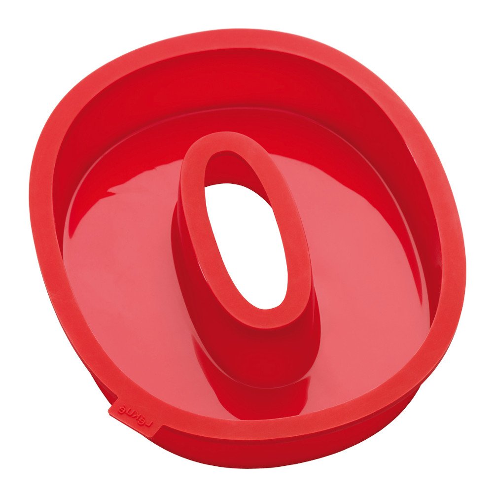 Lekue Number 0 Cake Mold - Red Silicone Baking Pan for Birthday Cakes, Cupcakes & Party Treats - Perfect for Home Bakers & Professional Chefs