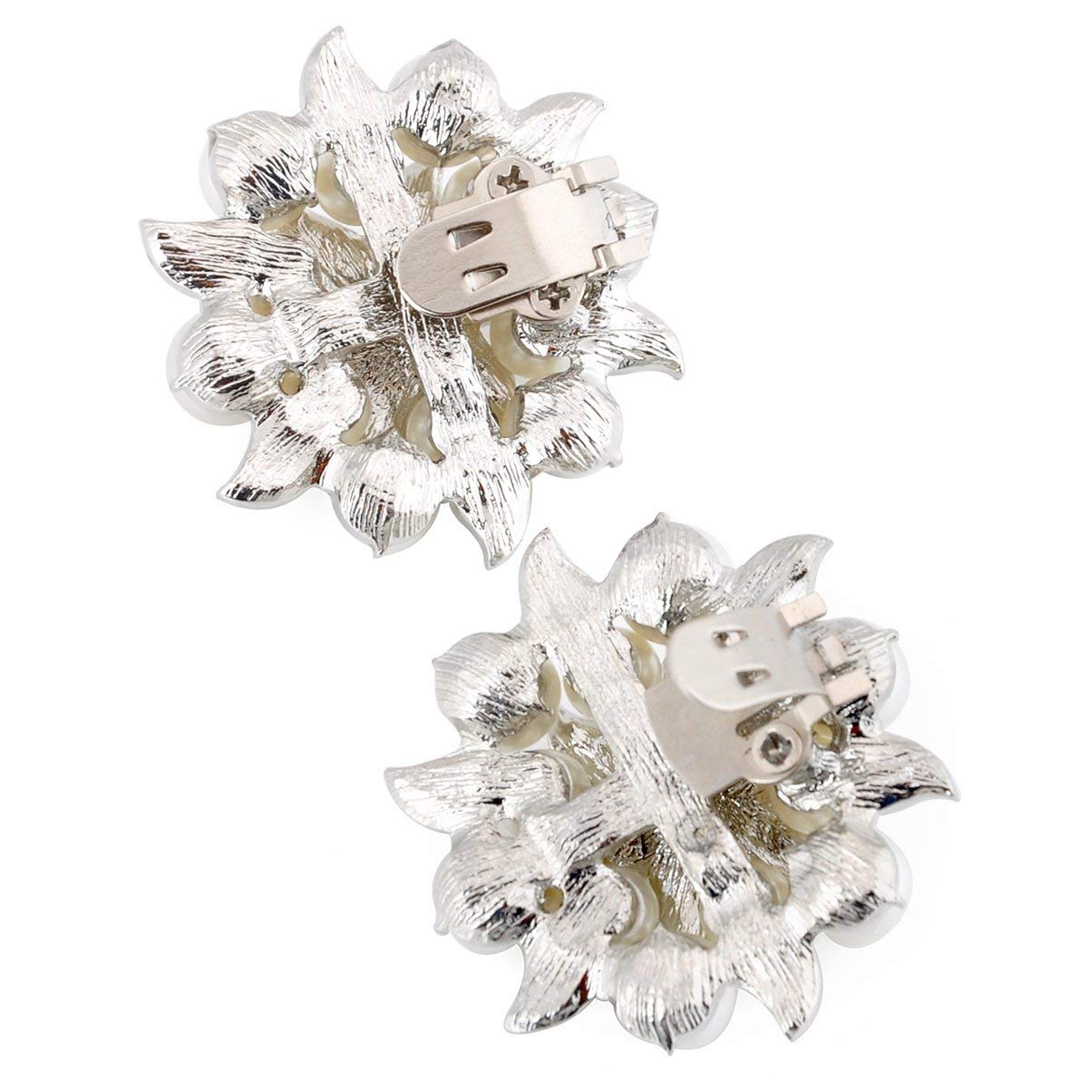 ELEGANTPARK Women's Decorative Pearl Shoe Clips - Square Silver Rhinestone Shoe Accessories for Pumps, Wedding, Party & Special Occasions | Perfect for Bridal Shoes, Evening Events and Formal Attire