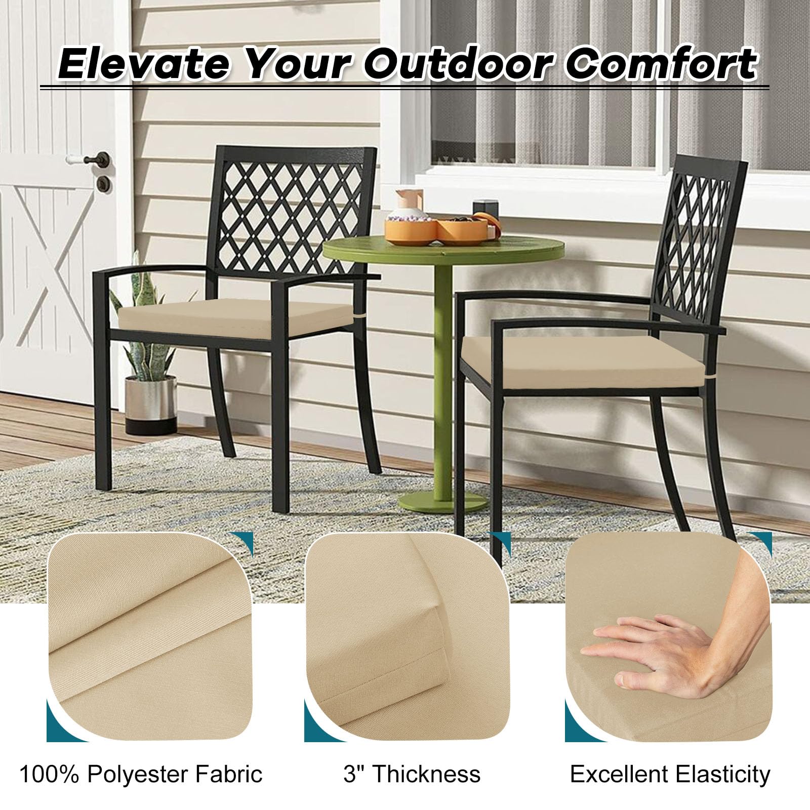 Waterproof Square Patio Chair Cushions 18.5