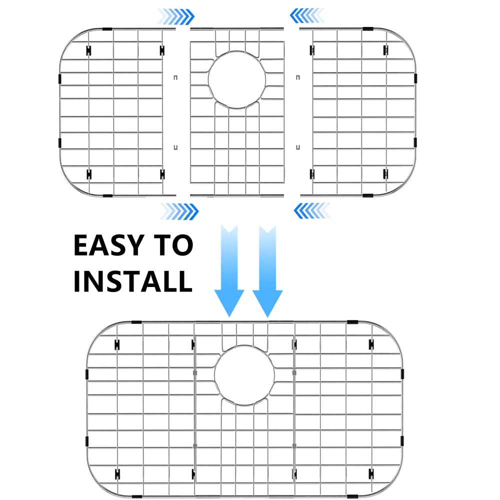 26 x 14 Inch Stainless Steel Kitchen Sink Grid Protector with Rear Drain, Durable Sink Rack for Single Bowl, Ideal for Protecting Sink Bottom and Enhancing Kitchen Workflow