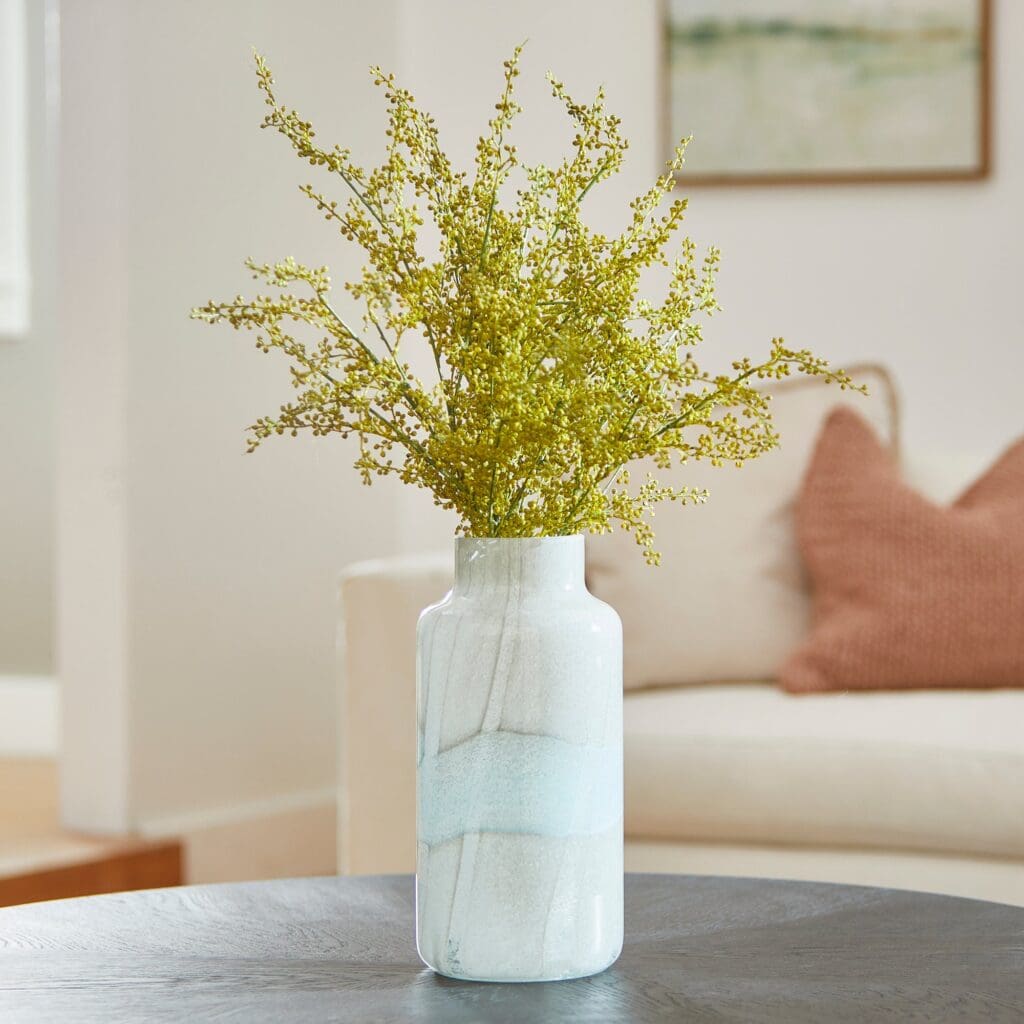 Cyan Design 11078 Lucerne Vase - Large Tan and Aqua Ceramic Floor Vase for Home Decor, Living Room, Dining Table Centerpiece, Wedding Decorations