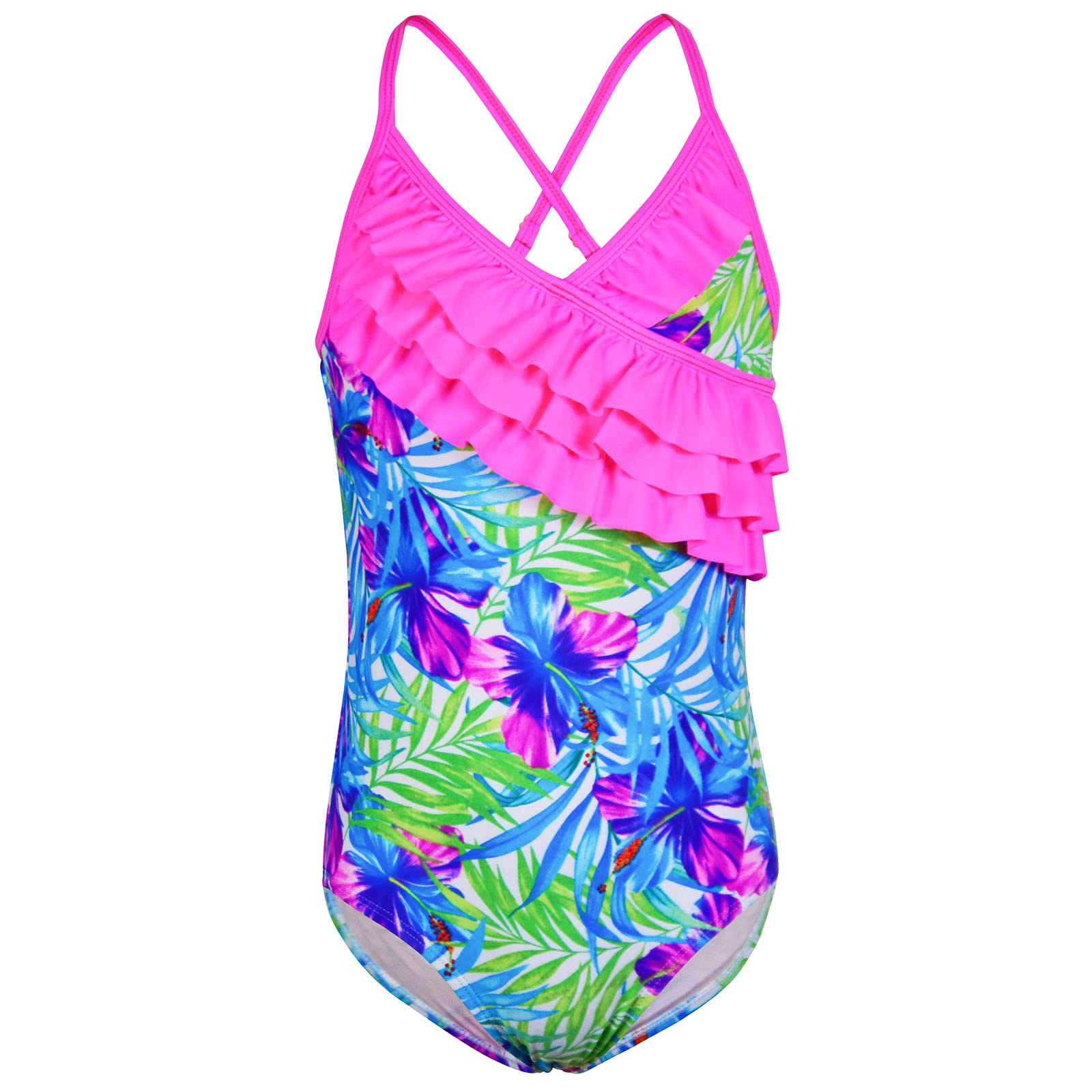 Kauego Girls One Piece Swimsuits - Hawaiian Ruffle Swimwear for Kids, Beach Bathing Suit with UV Protection | Perfect for Pool Parties, Summer Vacations & Water Play