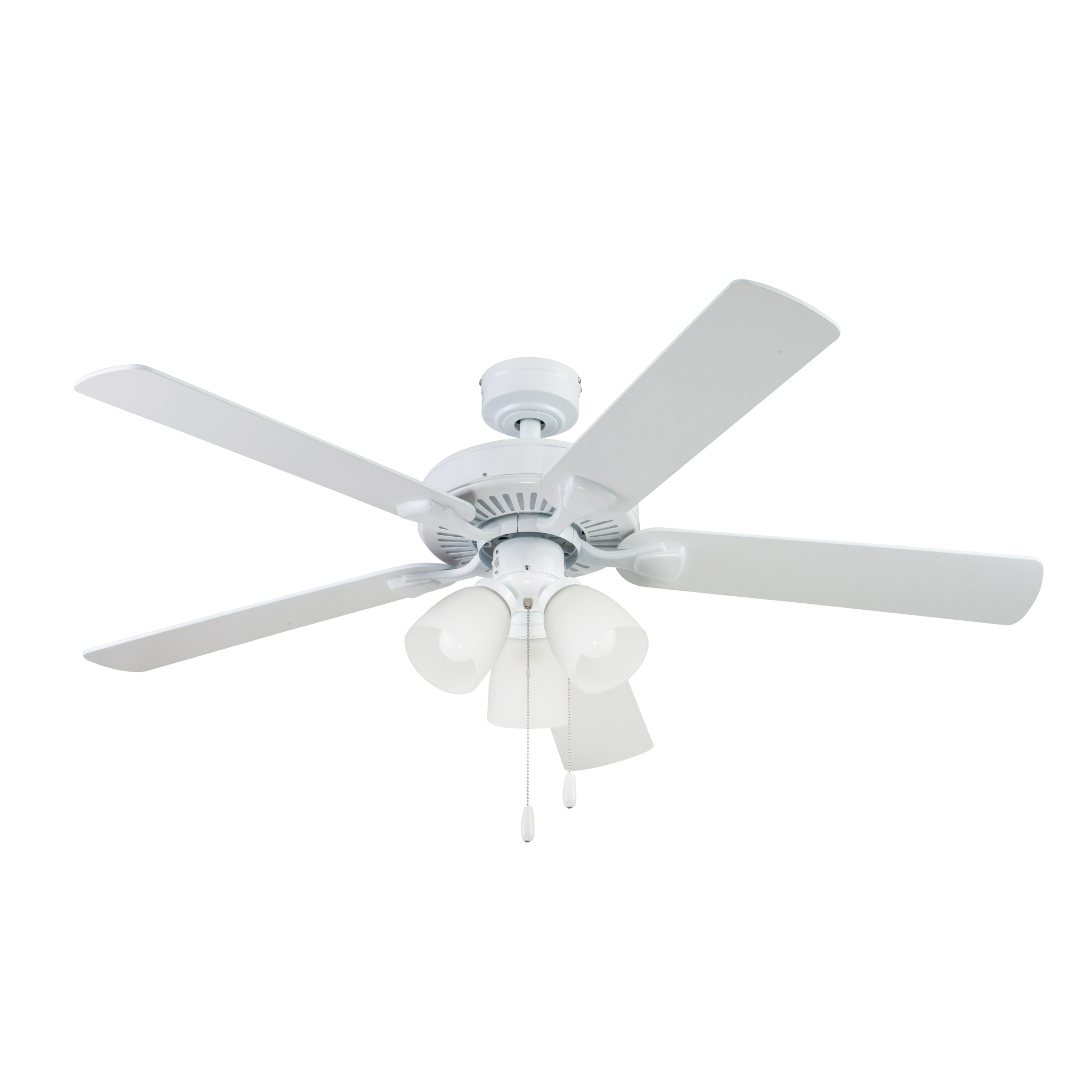 52 Inch White Stannor Ceiling Fan with Pull Chain - Perfect for Living Room, Bedroom, and Outdoor Covered Patios