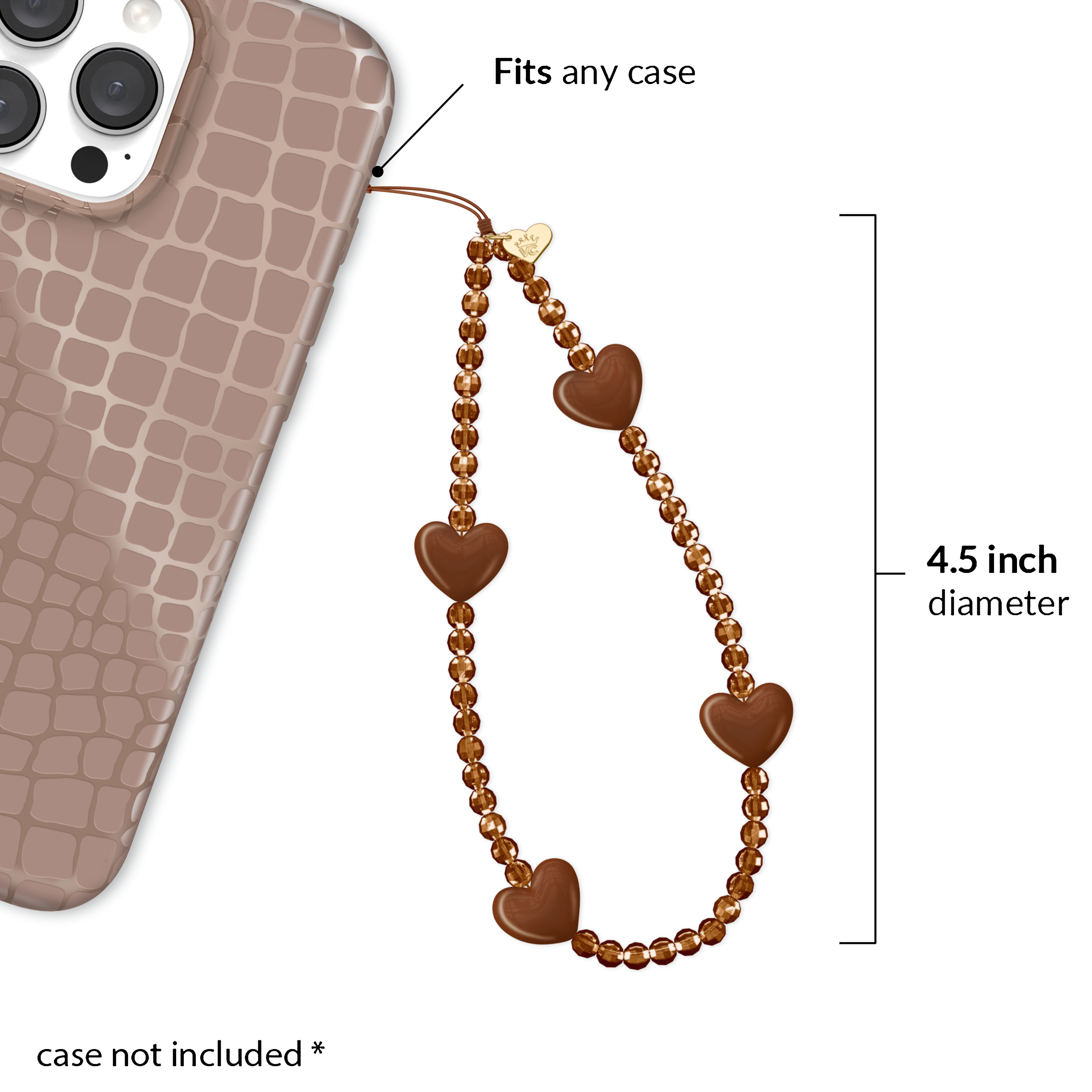 Brown Heart Phone Charm - Cute & Stylish Phone Accessory for iPhone, Samsung & More | Perfect for Gifts, Keychains & DIY Decor