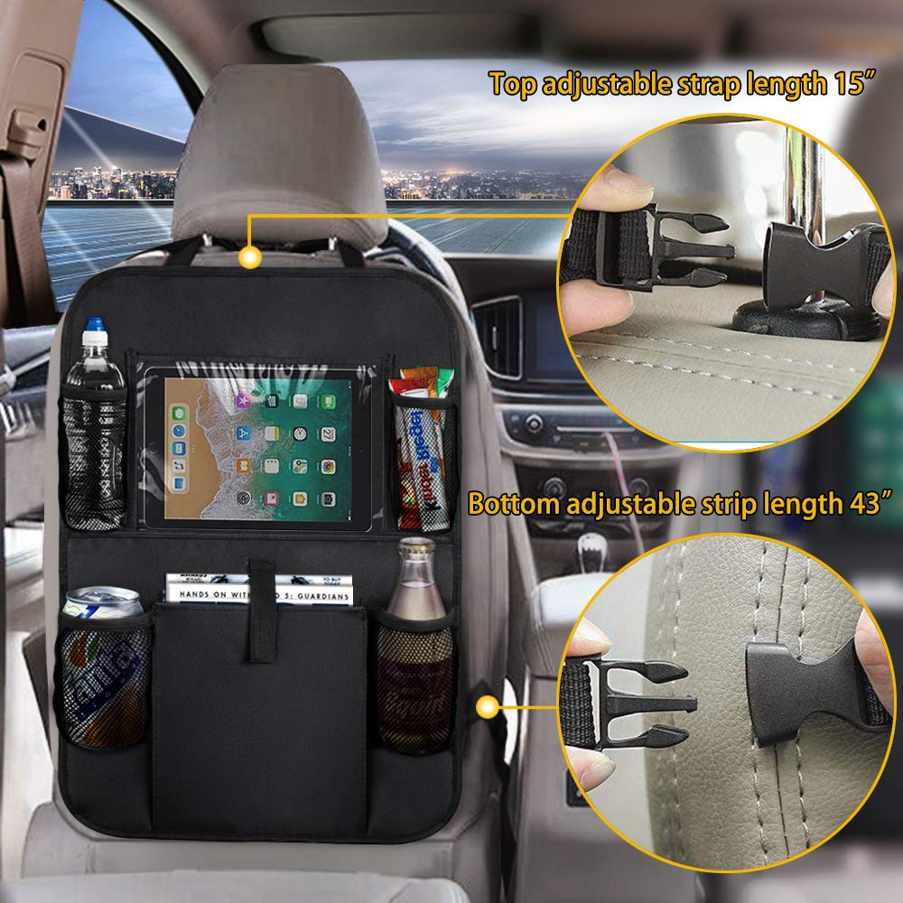 KNGUVTH Backseat Car Organizer & Kick Mats - 2 Pack Car Seat Back Protectors with 10