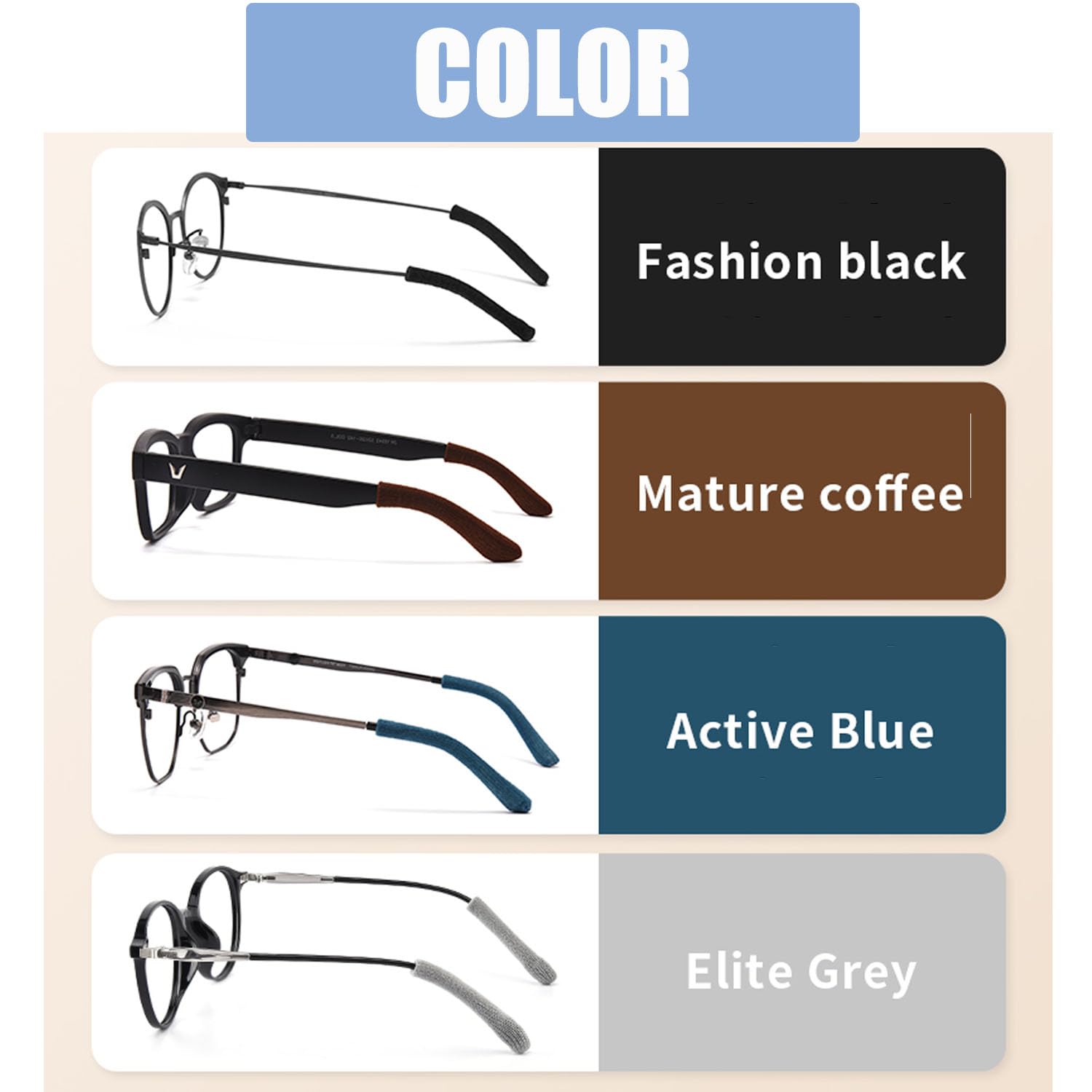 Anti-Slip Elastic Eyeglasses Temple Tips Sleeves - Soft Fabric Glasses Ear Cushions & Grips for Comfortable Wear - Perfect Glasses Accessories for Reading, Working & Daily Use