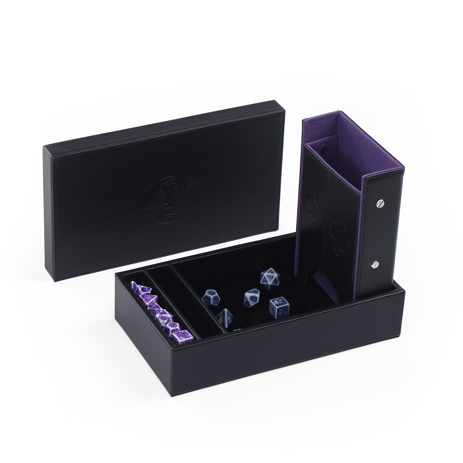 Premium DND Dice Tower & Tray Set with Non-Scratch Felt Lining & Velvet Surface - Foldable Auto Dice Roller for RPG, Dungeons & Dragons, Board & Tabletop Games - Perfect for D&D Sessions, Game Nights & Collectors