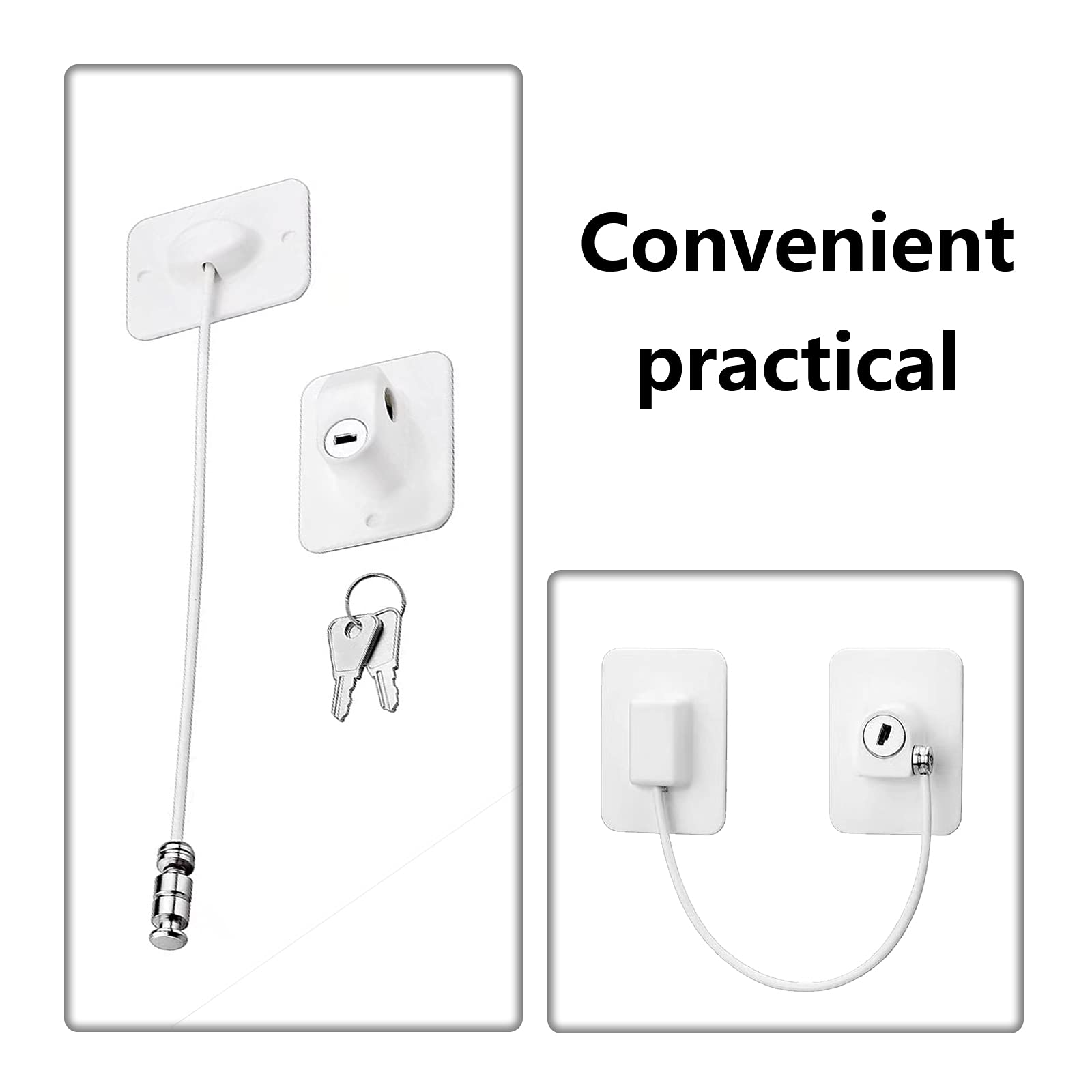 Child Safety Cabinet Latches - 2 Pack Self Adhesive Window & Door Locks for Baby Proofing - Secure Fridge, Cabinets & Drawers - White Childproof Locks for Home Safety (Perfect for Kitchens, Bathrooms & Nursery Areas)