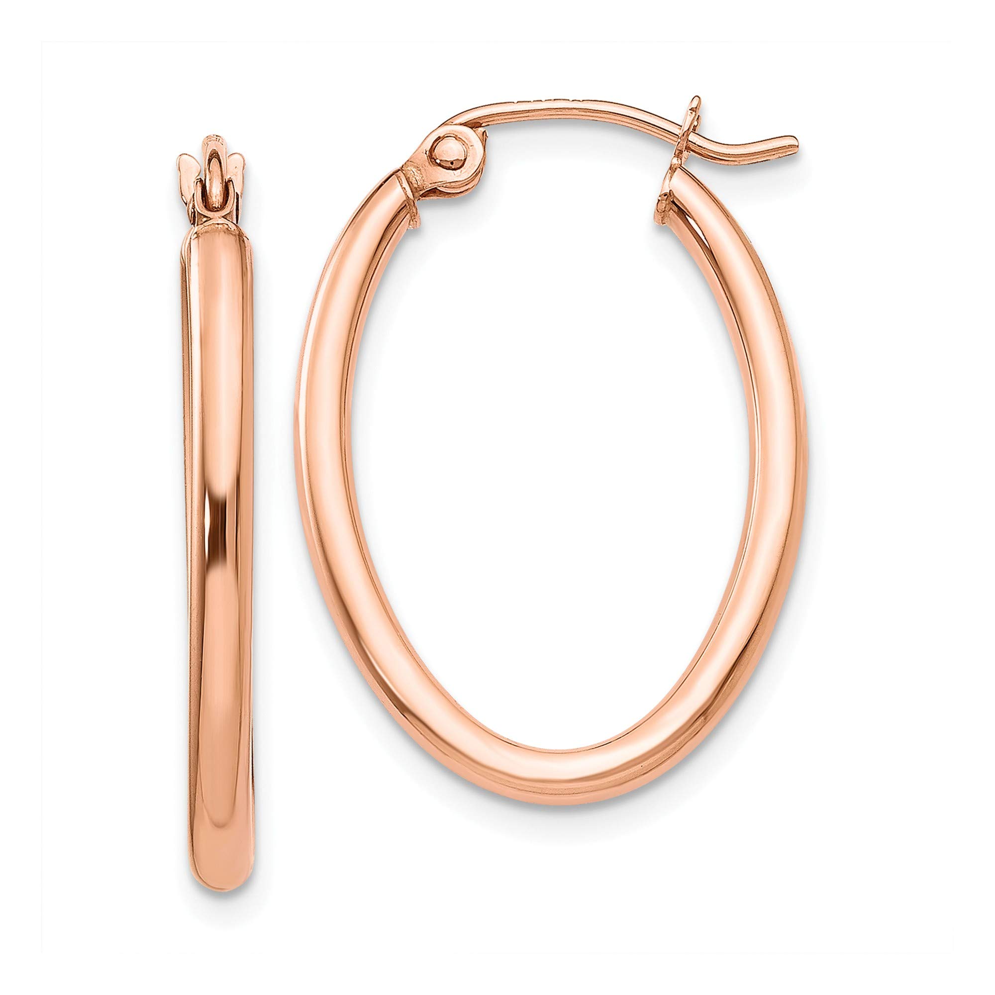 14K Rose Gold Oval Hoop Earrings for Women - Dainty & Elegant Jewelry Gift for Her - Perfect for Weddings, Parties & Everyday Wear