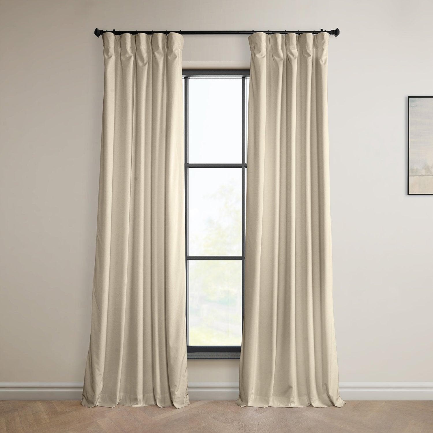 Luxury Angora Beige Plush Velvet Blackout Curtains for Bedroom & Hotel - Soundproof Thermal Insulated Drapes for Better Sleep & Privacy