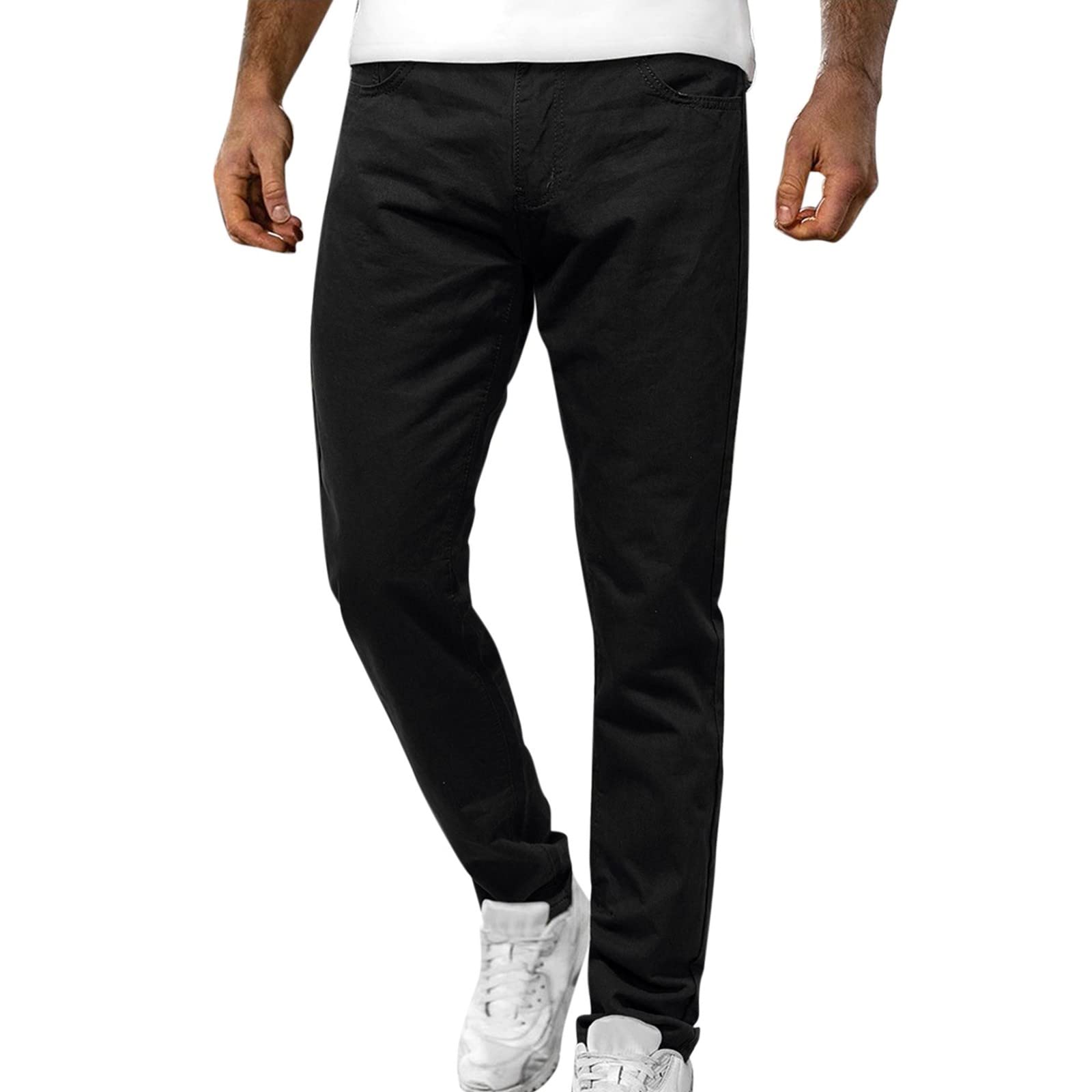 Men's Loose Fit Mid-Waist Zip Fly Jeans with Button & Pockets - Comfortable Casual Denim Pants for Everyday Wear, Work & Outdoor Activities