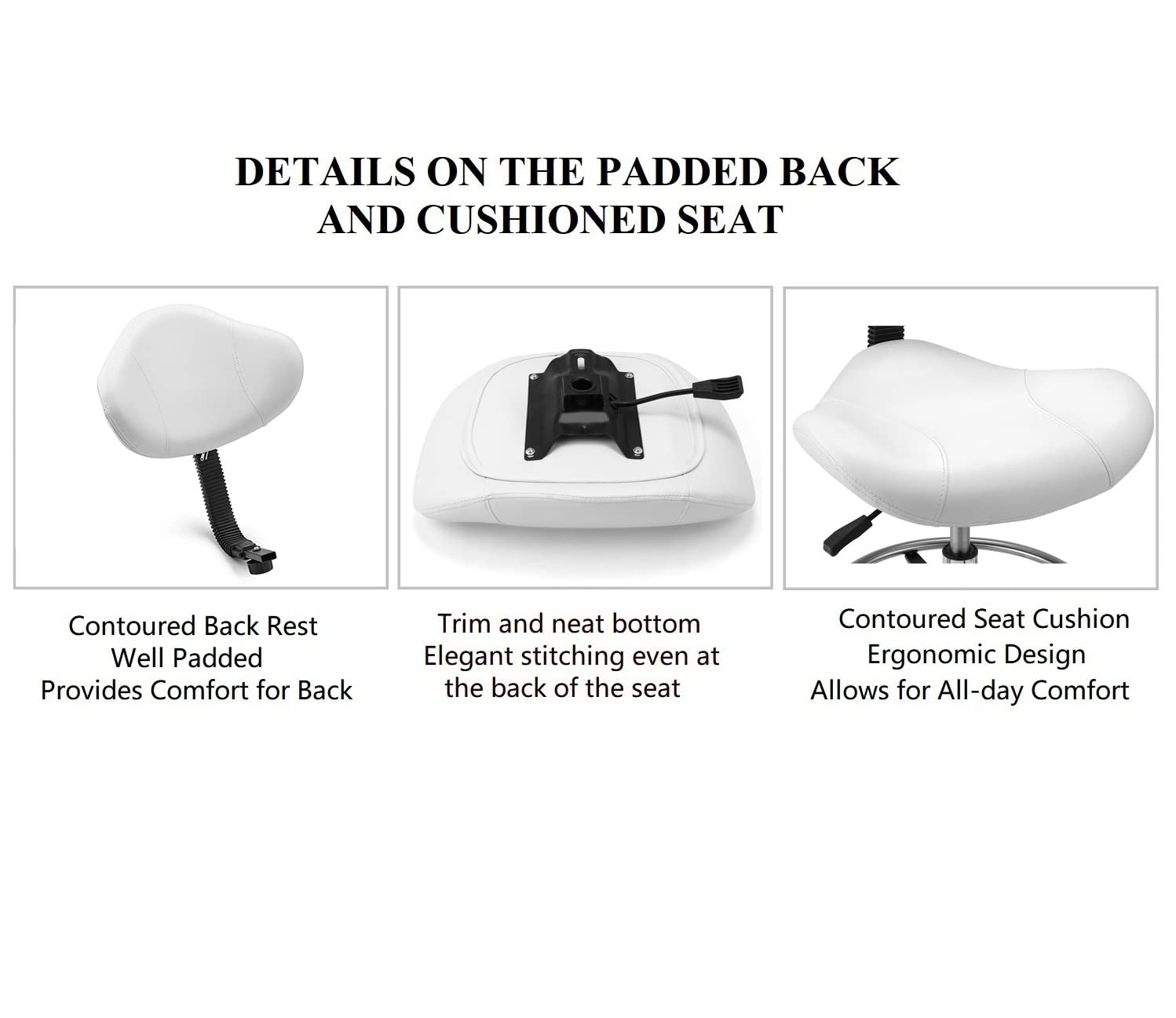 Ergonomic Drafting Chair with Lumbar Support - Adjustable Height Swivel Rolling Stool for Home Office, Studio & Craft Room - White Multi-Functional Desk Chair for Artists, Architects & Designers