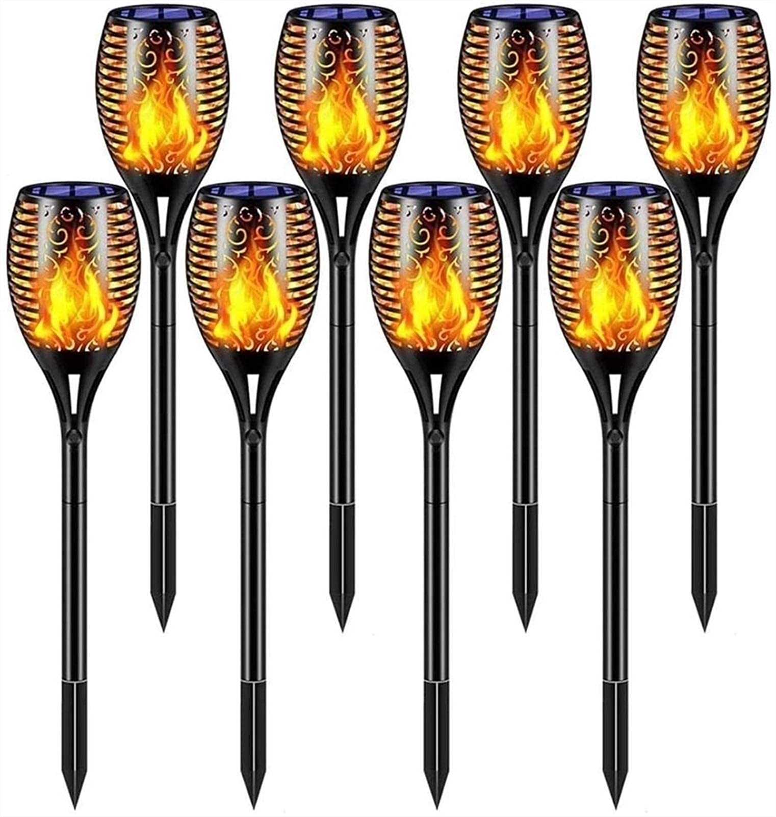 72 LED Solar Garden Torches - 8 Pack IP65 Waterproof Outdoor Solar Lights with Flickering Flame Effect for Patio, Lawn, Pathway & Backyard Decoration | Perfect for Garden Parties, Landscape Lighting & Nighttime Ambience