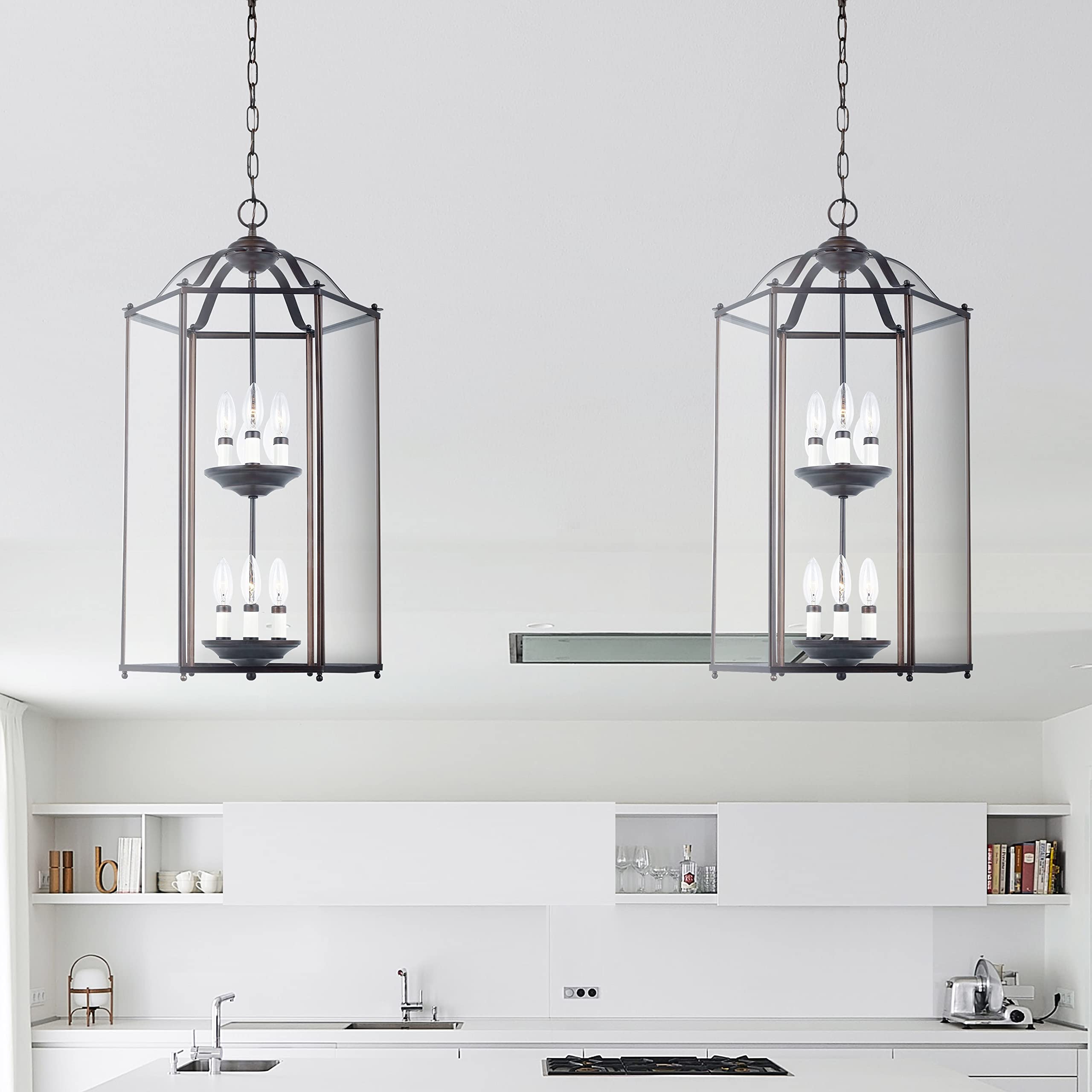Generation Lighting 5233-710 Bretton Modern 6-Light Bronze Chandelier - Elegant Hallway & Foyer Hanging Fixture for Entryway, Dining Room & Living Room Lighting