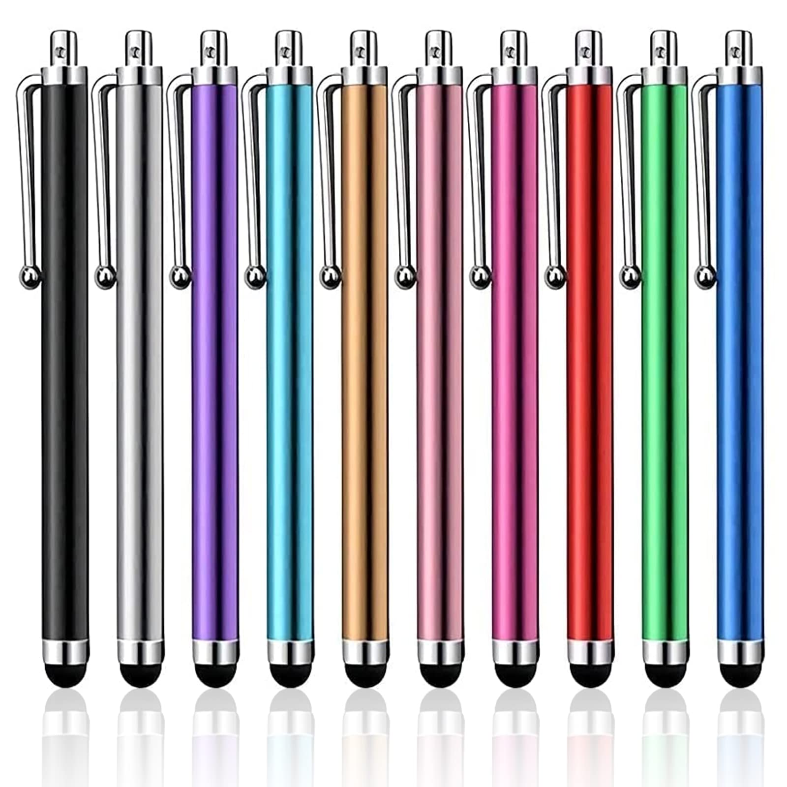 10 Pack Universal Capacitive Stylus Pens for Touch Screens - Compatible with iPad, iPhone, Kindle & Tablets - Precise Writing & Drawing for School, Office & Digital Art