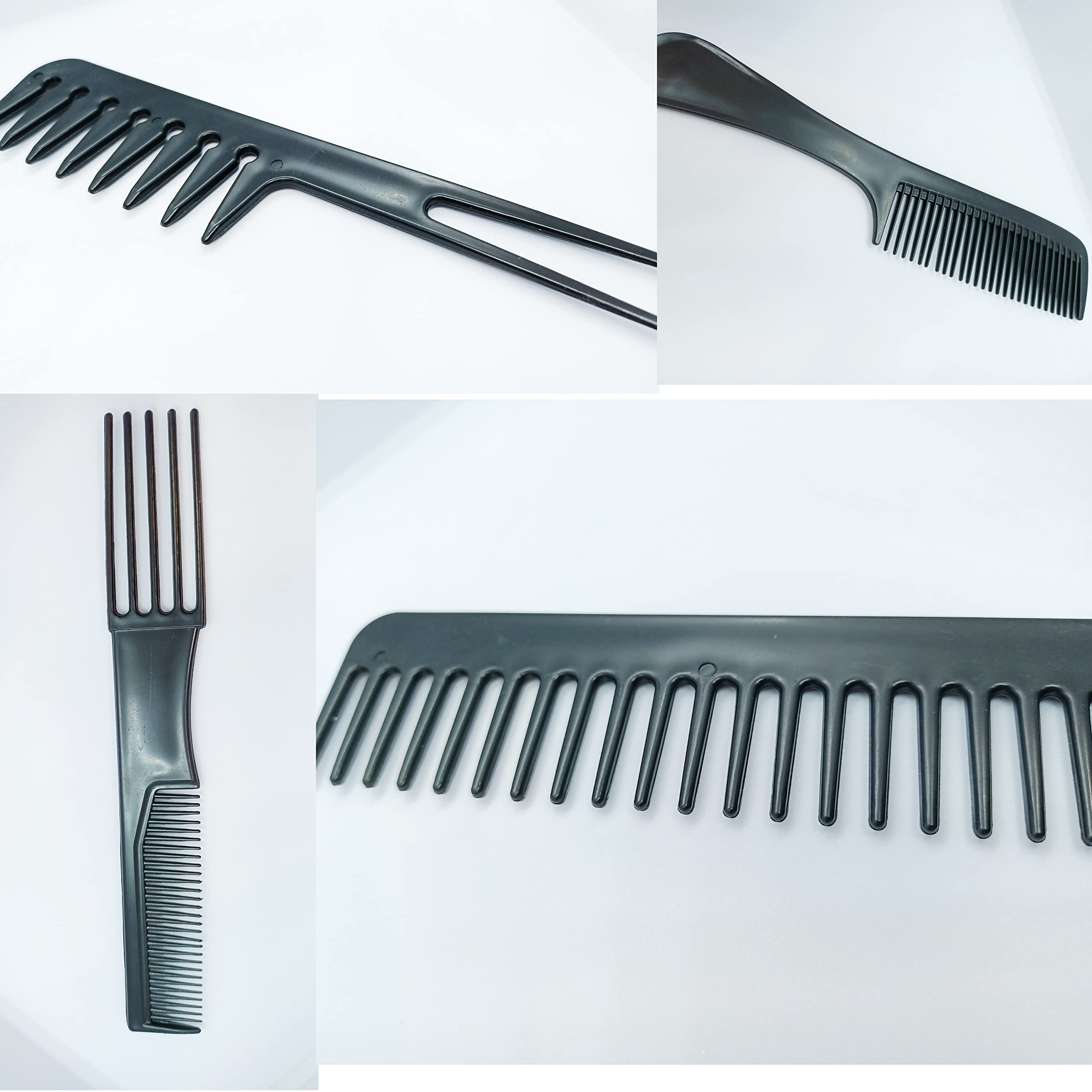 Professional Hair Cutting & Styling Comb Set - 10 Piece Multipurpose Hairdressing Kit for Barbers & Salon Stylists (Black) - Perfect for Haircuts, Blowouts, Detangling & Styling at Home or Salon